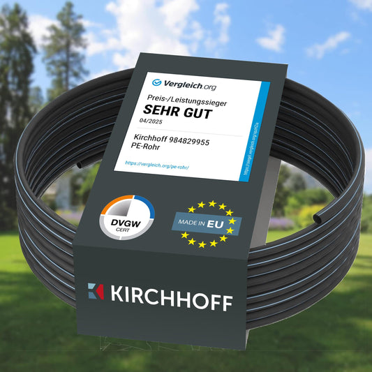 Kirchhoff water pipe for garden irrigation 25 mm x 25 m | PE pipe for sprinkler system | Installation pipe HDPE | DVGW | Drinking water pipe | Made in EU - 984830355