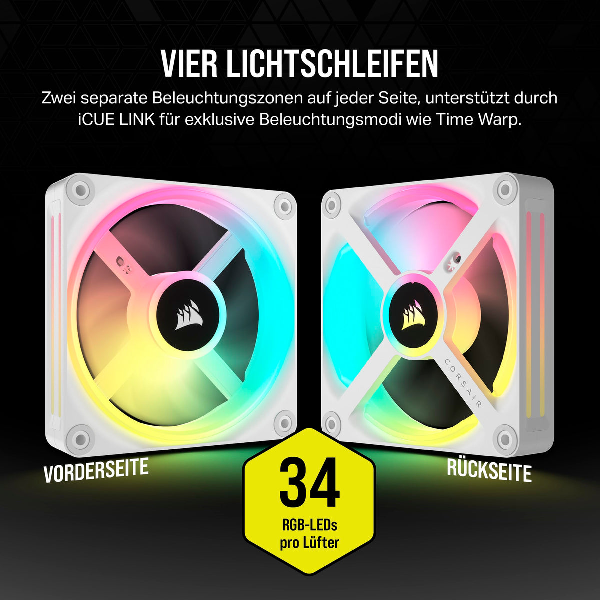 CORSAIR iCUE LINK QX120 RGB ventilator RGB de 120mm - pachet de trei - alb - CO-9051006-WW