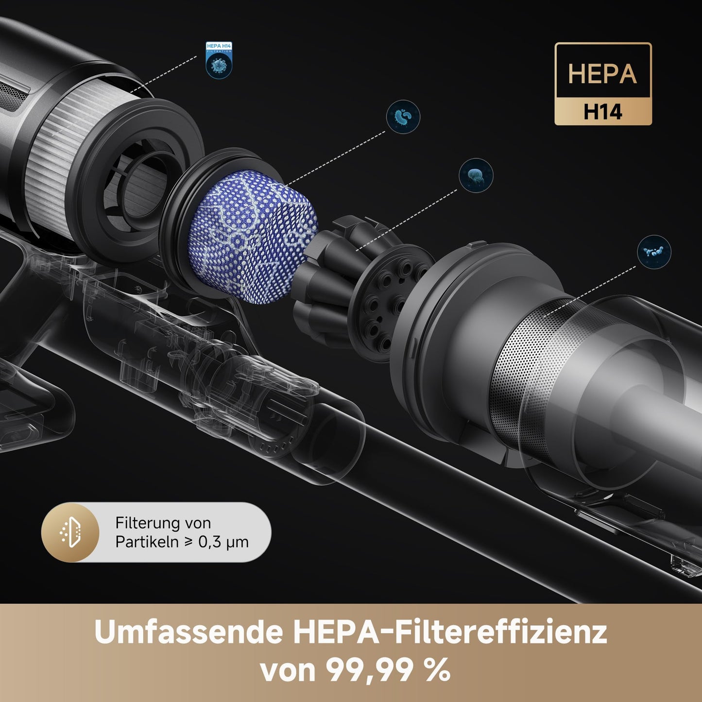 dreame Z10 cordless stick vacuum cleaner, 24,000PA / 210AW, 90min runtime, H14-HEPA, 99.99%, dust visibility tech, tangle-free for all floors, auto detection & suction power adjustment - VZV11A