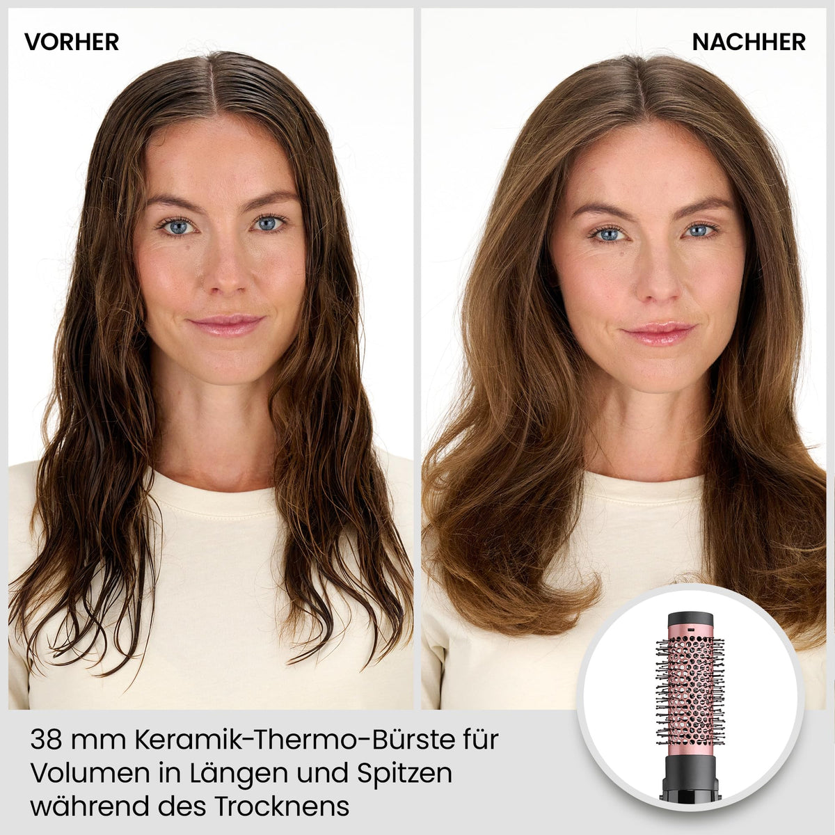 BaByliss Perfect Finish - perie de uscare cu aer cald de 1000W. 3 accesorii pentru îndreptare, volum și modelare, 2 setări de temperatură + nivel rece, tehnologie cu ioni pentru anti-frizz, negru, AS126E
