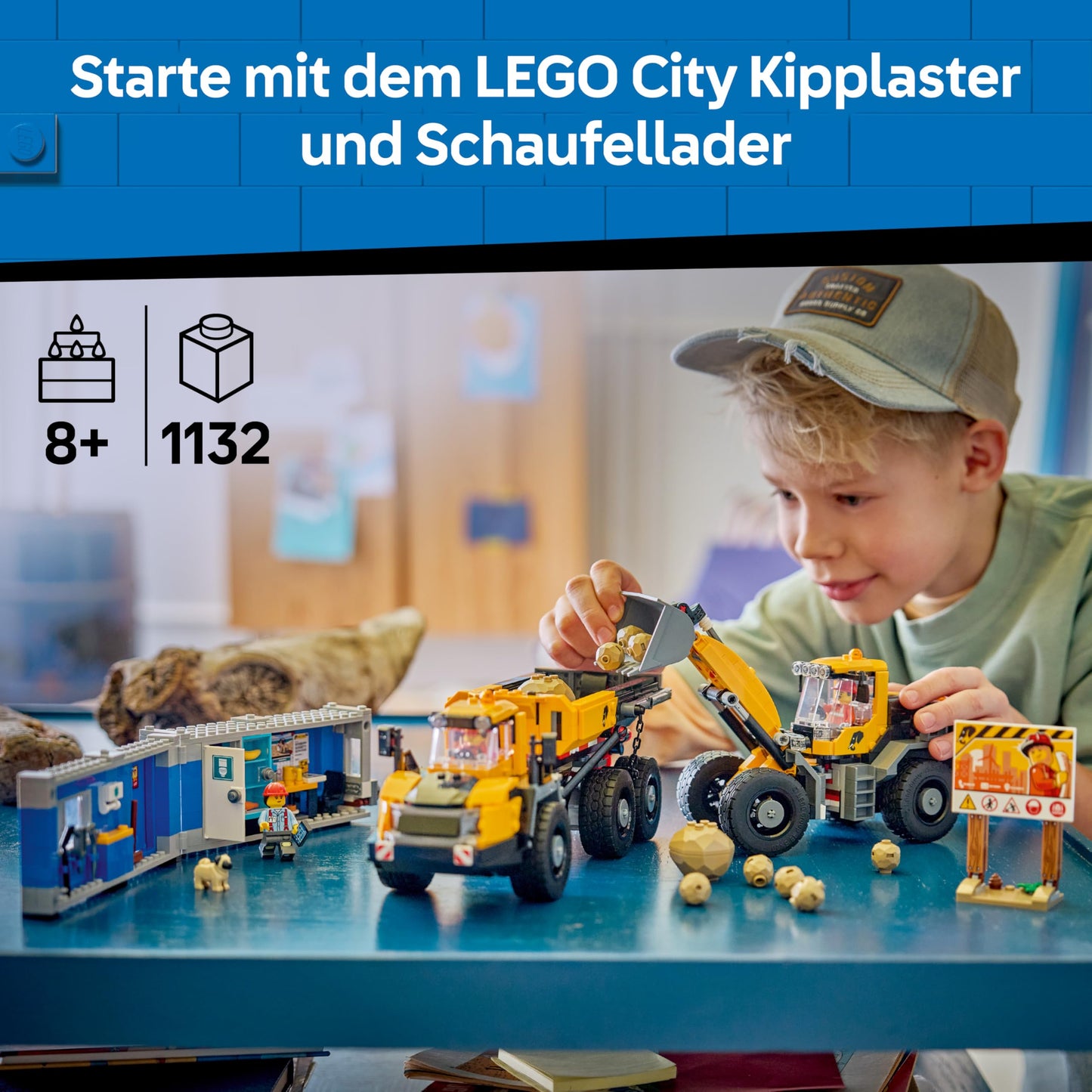 LEGO City Dump Truck and Shovel Loader Toys - Construction Site Vehicles with Working Functions and 3 Minifigures - STEM Birthday Gift for Boys Ages 8 and Up - 60494