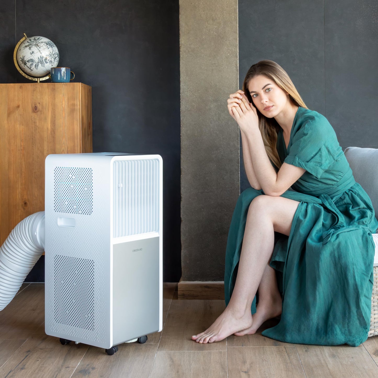 Cecotec portable air conditioner ForceClima 9150 Style, 9000 BTU, coverage area 25m2, remote control, touch control, LED display, 4 modes, 2 speeds, dehumidification mode, timer - 08164