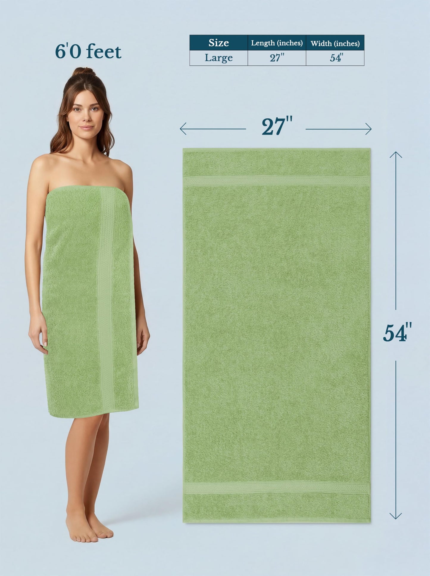 Utopia Towels 4-pack bath towel set, 69 x 137 cm, sage green - UT0495