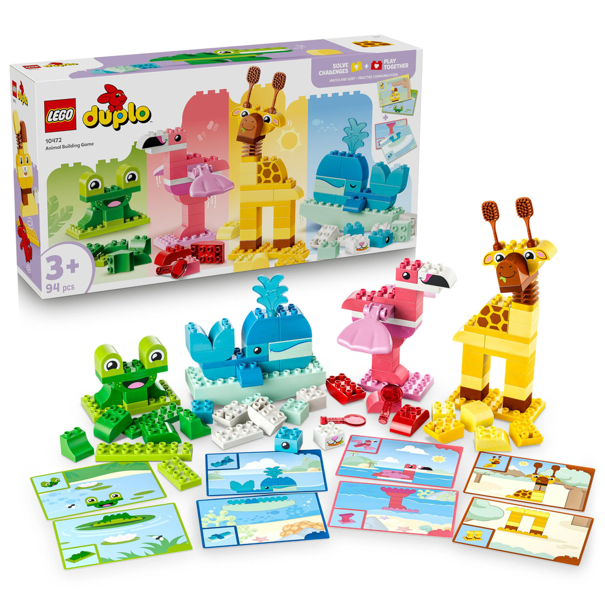 LEGO DUPLO We Build Animals - Educational toy for sorting shapes and colors for toddlers - Montessori set with figures and cards - Birthday gift for girls and boys aged 3 and over - 10472