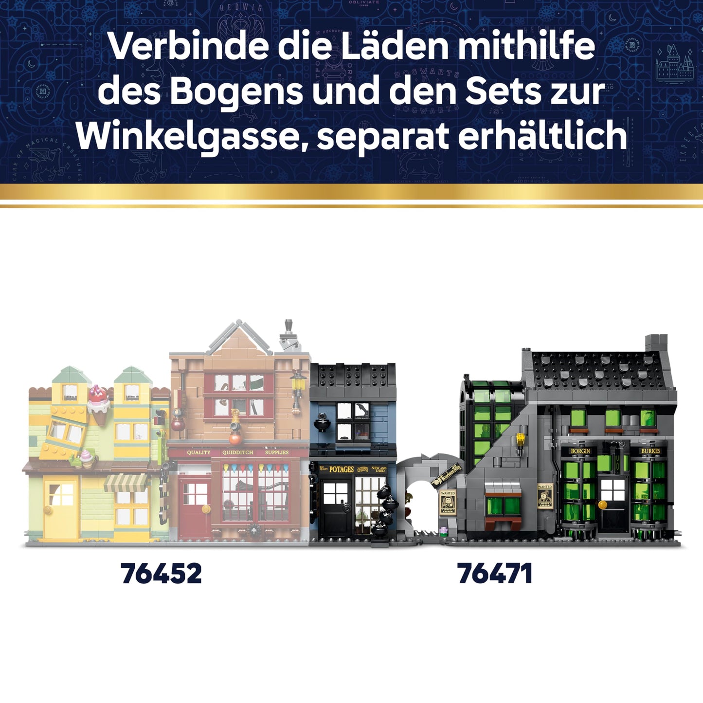 LEGO Harry Potter Wizarding Shops in Diagon Alley Toy - Miniature Model Building with 8 Minifigures & Collectable Patronus - Children's Room Decoration - Gift for Girls, Boys & Fans from 8 Years - 76471