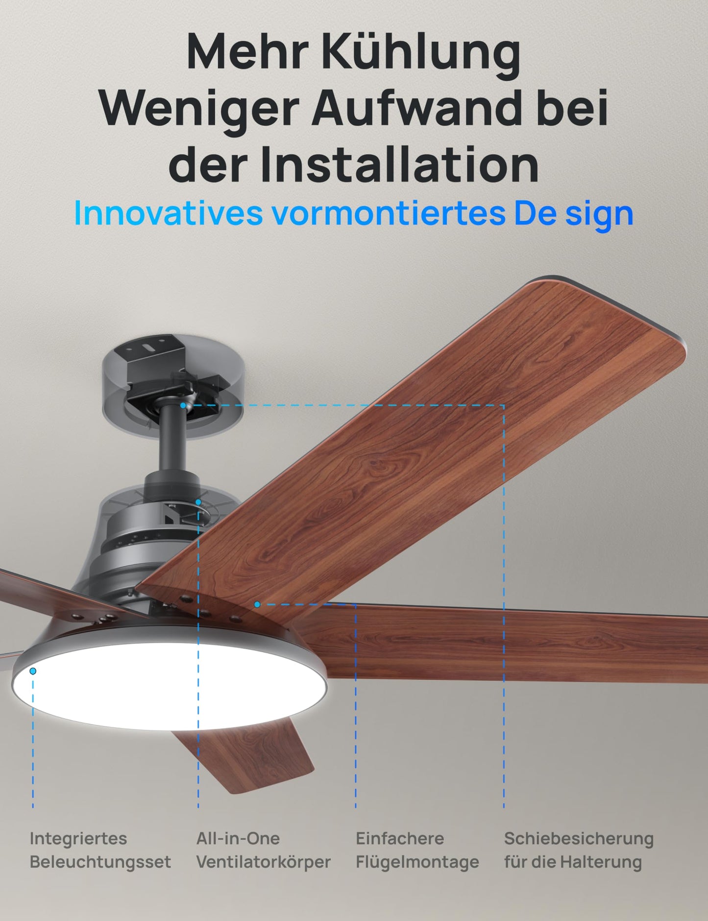 DREO Smart Ceiling Fan with Light, 52" 12 Speeds, 3 Modes, Continuously Dimmable LED Lighting, Quiet DC Motor, 12H Timer, Remote Control/APP/Alexa, Indoor, Black - DR-HCF001S