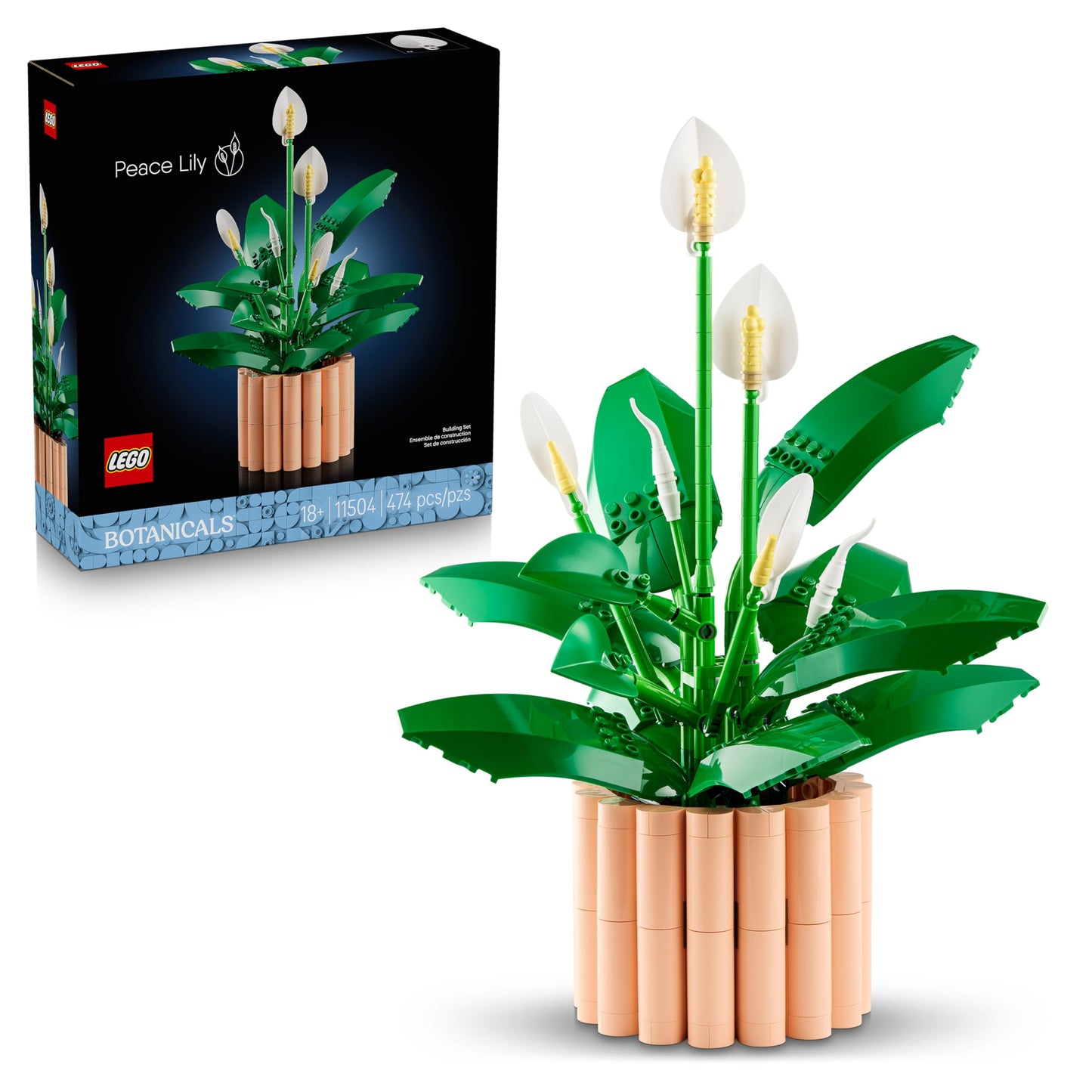 LEGO Botanicals Peace Lily - Artificial Plant Set for Adults - With Artificial White Flowers and Buds for DIY Decoration - Gift Idea for Women - 11504