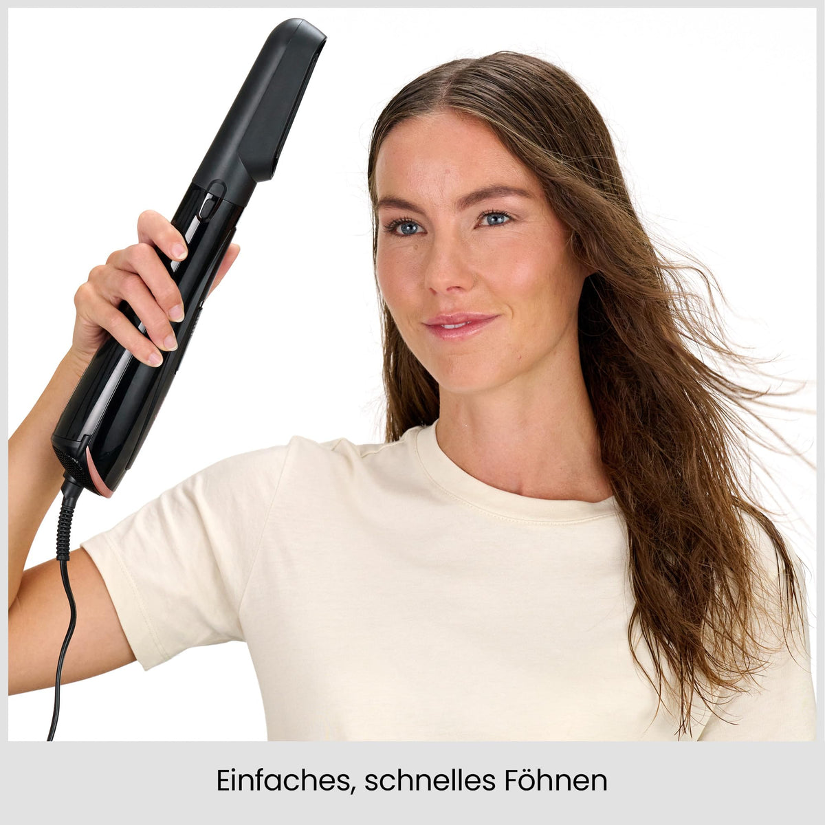 BaByliss Perfect Finish - perie de uscare cu aer cald de 1000W. 3 accesorii pentru îndreptare, volum și modelare, 2 setări de temperatură + nivel rece, tehnologie cu ioni pentru anti-frizz, negru, AS126E