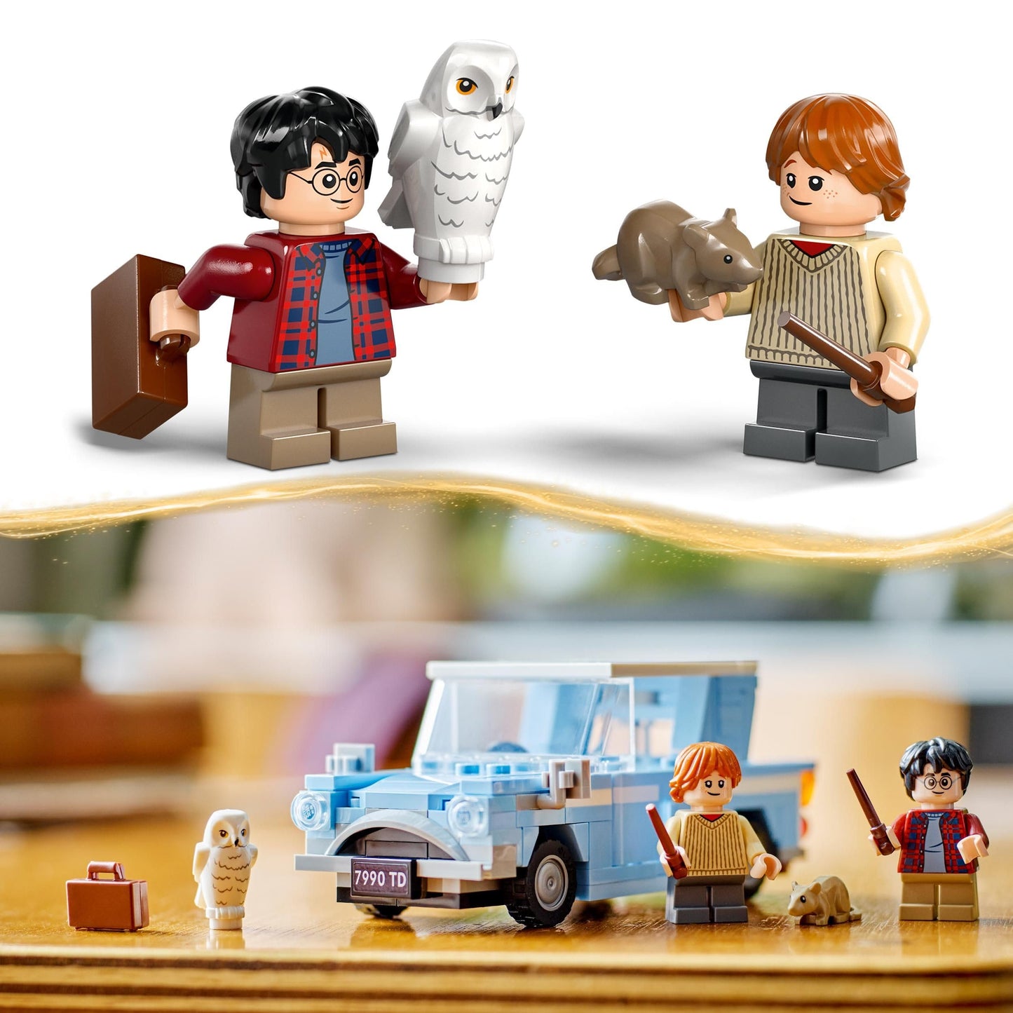 LEGO Harry Potter Flying Ford Anglia, buildable toy car for children, gift for boys, girls and all fans aged 7 and over, set with 2 mini figures including Ron Weasley for role play 76424