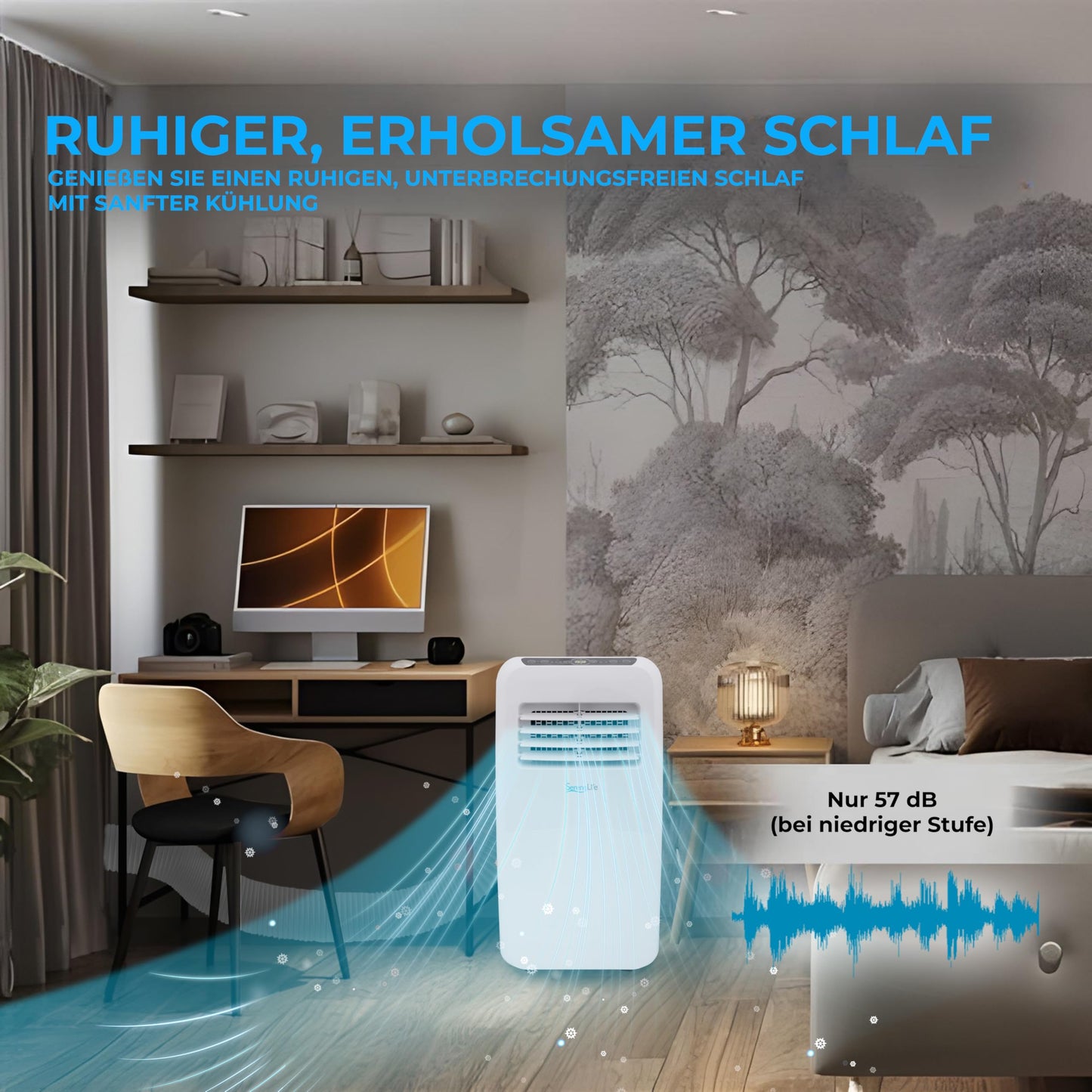 SereneLife Mobile Air Conditioner 4-in-1: Air Cooler, Fan, Dehumidifier + Heater - Portable Air Conditioner with Exhaust Hose, Remote Control & Kit for Rooms up to 42 m² - Window Mounting 9,000 BTU - SLACHT9EU