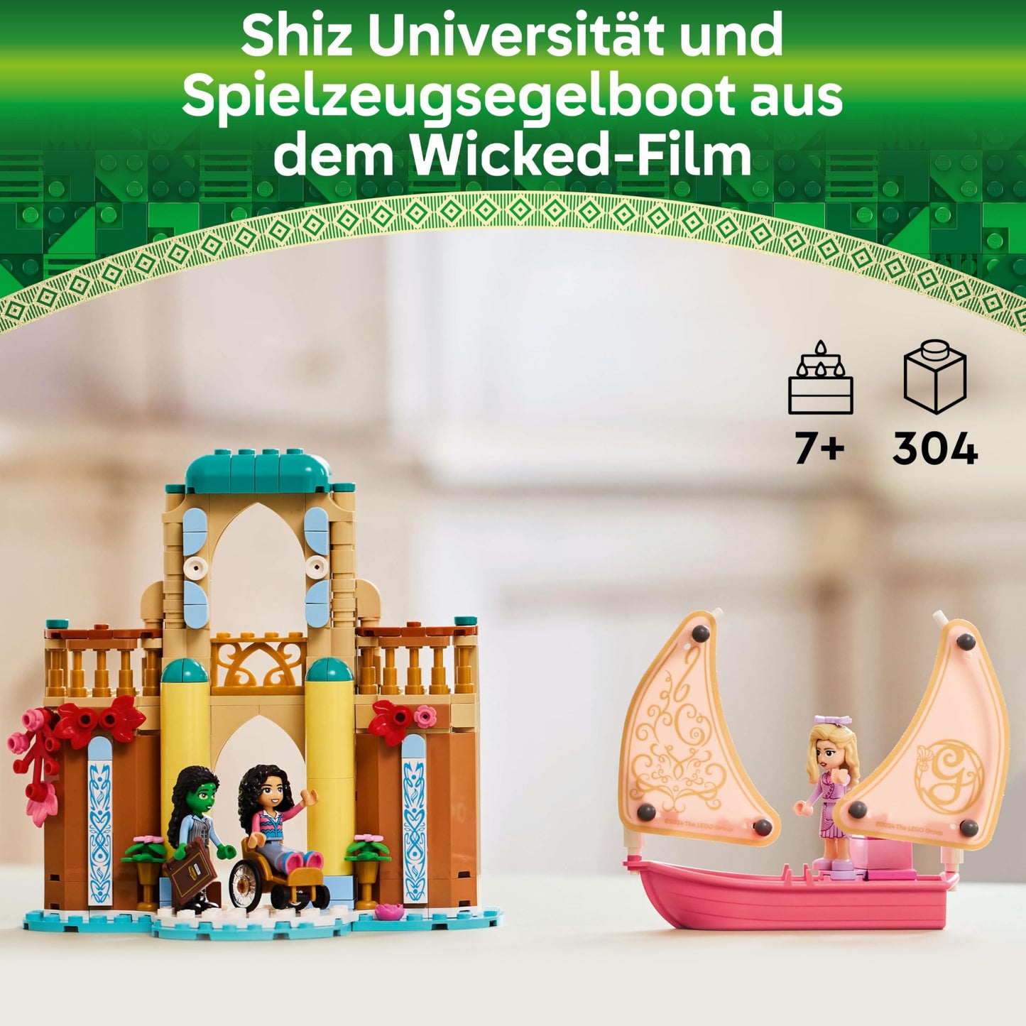 LEGO Wicked Glinda, Elphaba and Nessarose at Shiz University - toy with boat, 3 minifigures and fun accessories - birthday gift for girls and boys aged 7 and up and film fans - 75681