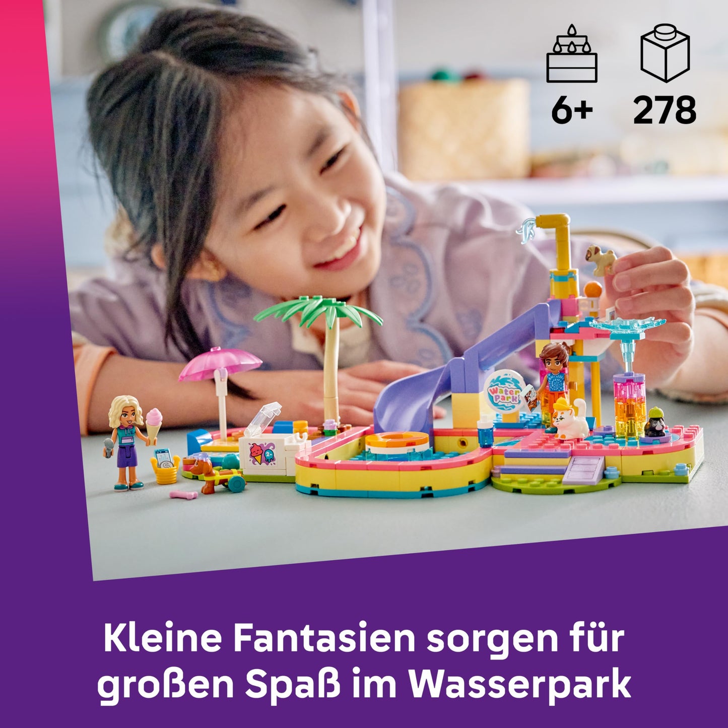 LEGO Friends Fun Day at the Water Park - Miniature Playset with Slide, 2 Minifigures, 4 Animal Figures and Animal Accessories - Children's Room Decoration - Birthday Gift for Girls Ages 6 and Up - 42676