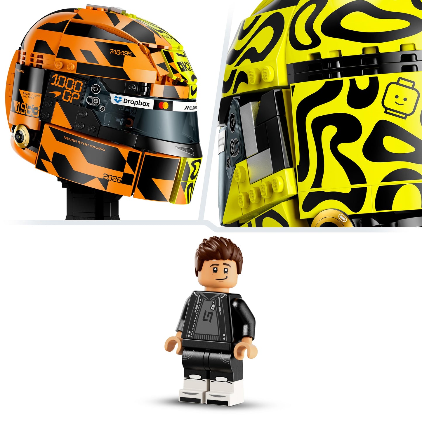 LEGO Editions McLaren MasterCard F1 Team Lando Norris' Helmet - F1 fan item - model building with collectible minifigure - gift for boys aged 14 and over & adult motorsport fans - 43023