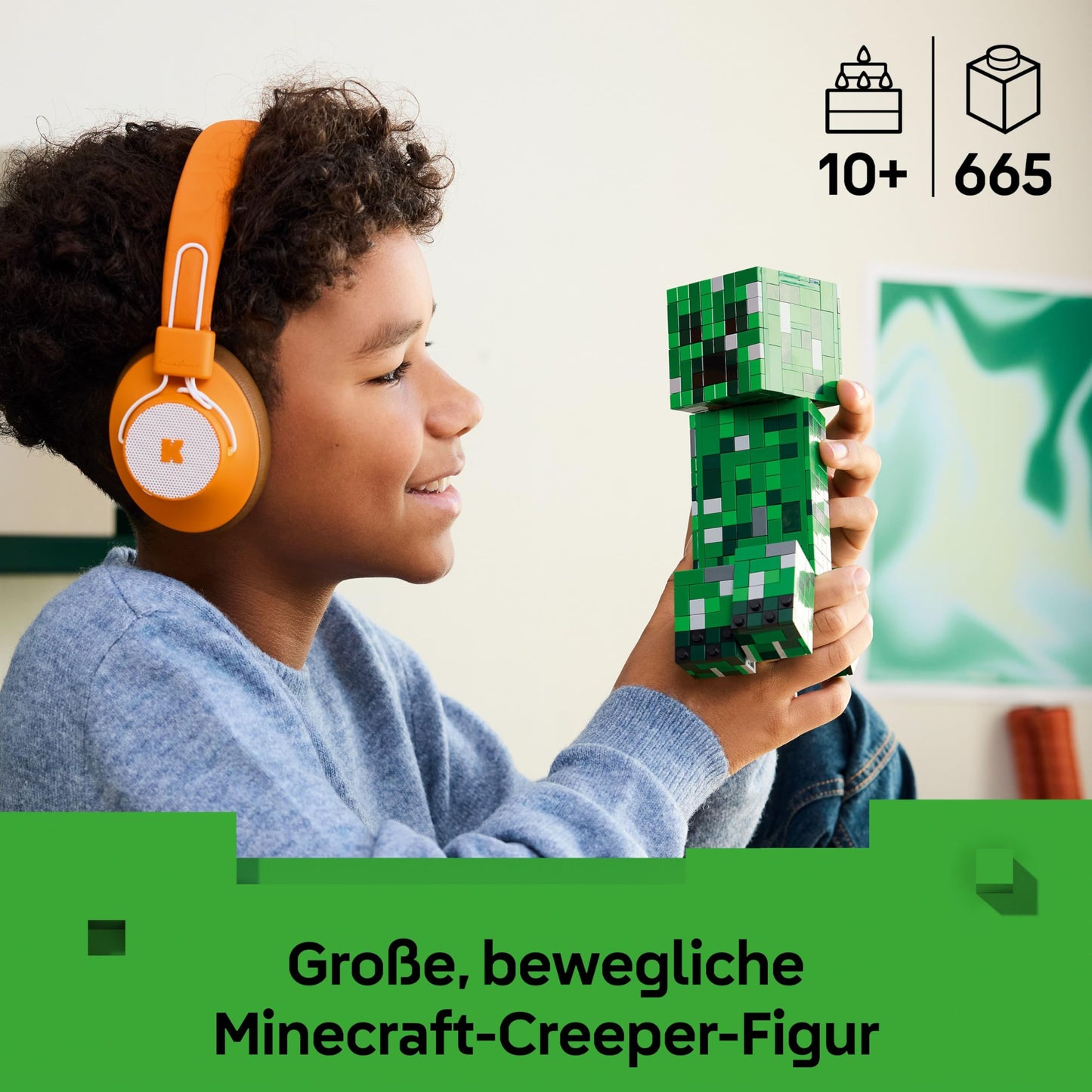 LEGO Minecraft The Creeper - gamer toy - movable action figure - interactive play set with TNT element - children's DIY decoration - gaming gift for boys, girls and teenagers aged 10 and over - 21276
