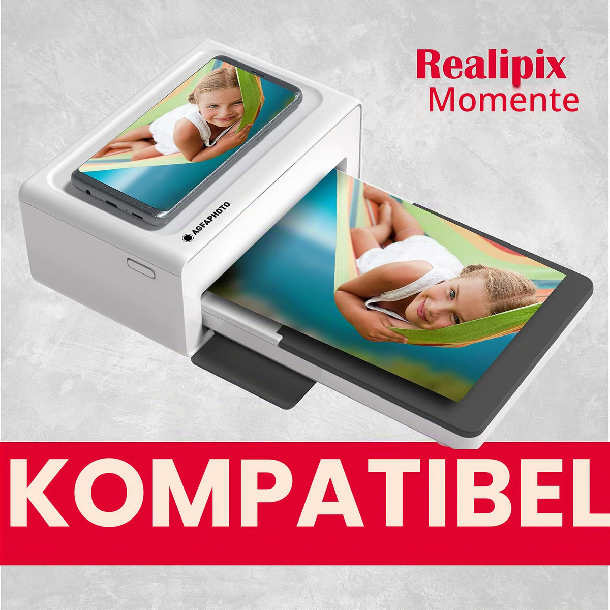 AgfaPhoto Photo – Cartridge and Paper, 40 Photos, Size 10 x 15 cm, AMOC, compatible with AgfaPhoto Photo Realipix Moments and Kodak PD450, PD480, and PD450WIFI 40 White - AMOC40