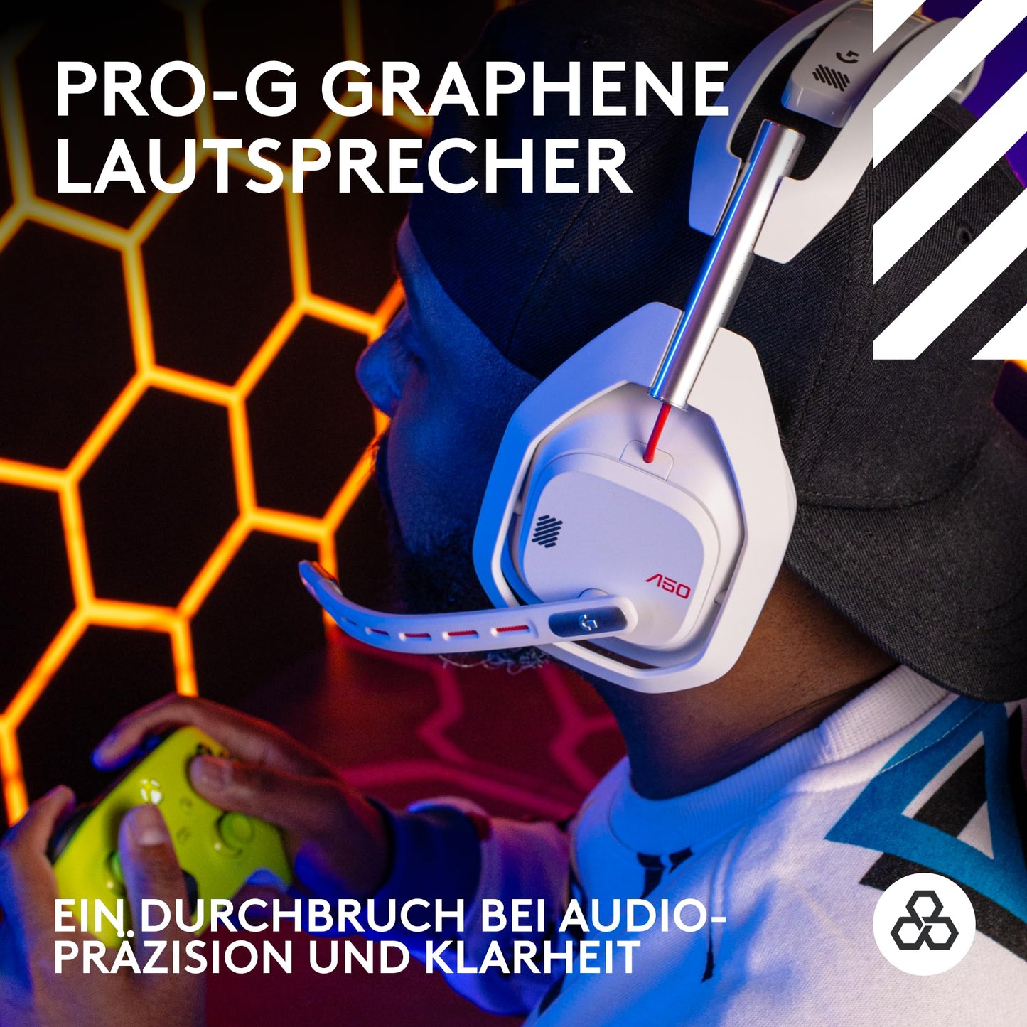 Logitech G Astro A50 LIGHTSPEED Wireless Gaming Headset + Base Station (Gen 5), PRO-G GRAPHENE, 3-System Switching, USB-C for Xbox, PS5, PC/Mac or Nintendo Switch & Switch 2, Bluetooth - White - 939-002230