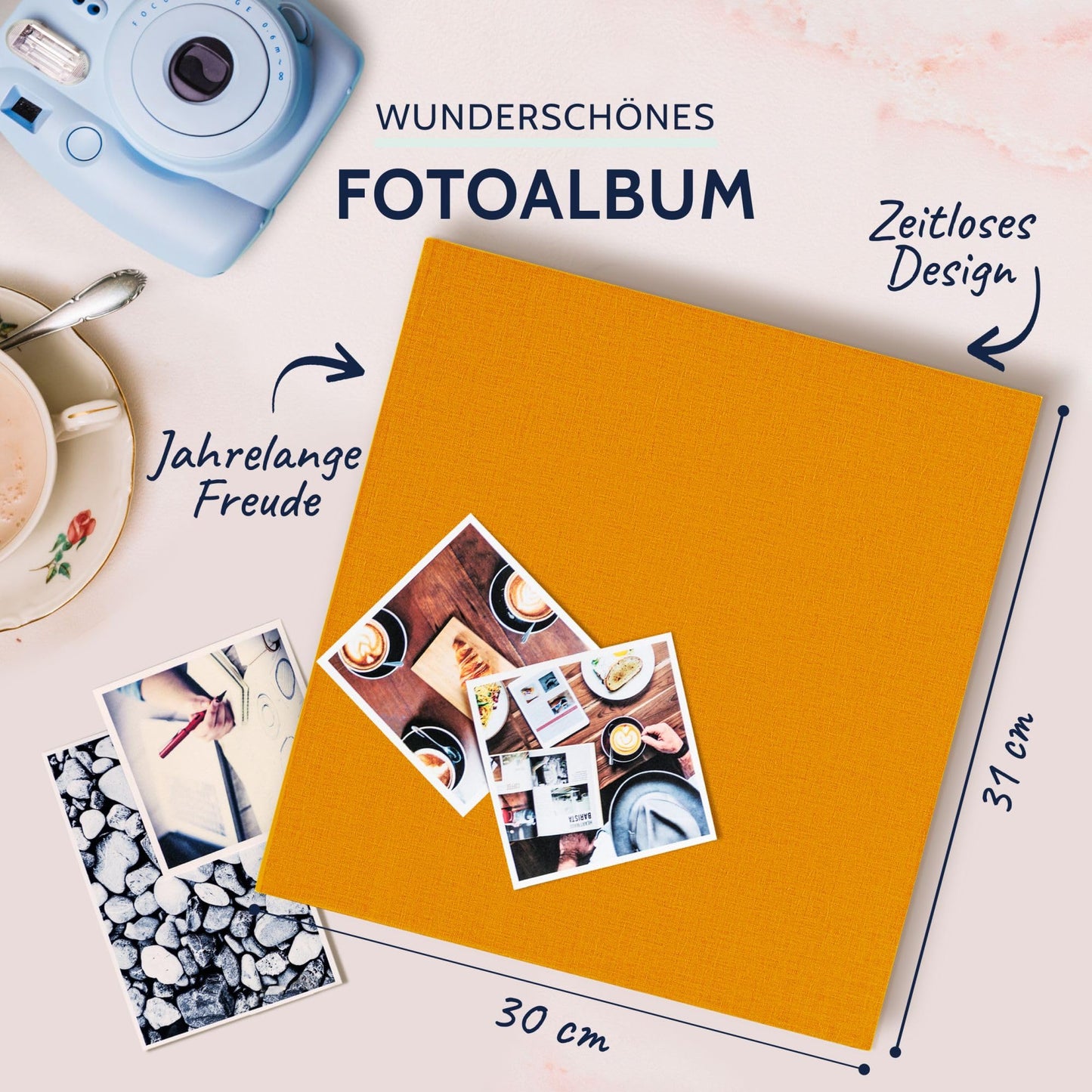 goldbuch 31705 photo album, Summertime, approx. 30 x 31 cm, photo book with 100 white pages with glassine dividers, album for gluing photos, linen cover, memory album, hardcover in yellow