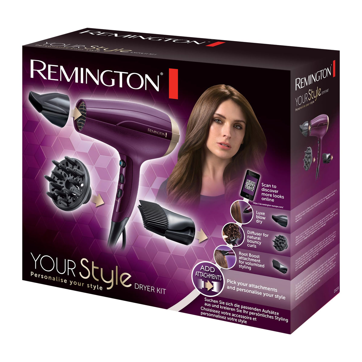 Remington Hair Dryer Ions Your Style, 2300 Watt, Purple, For More Volume