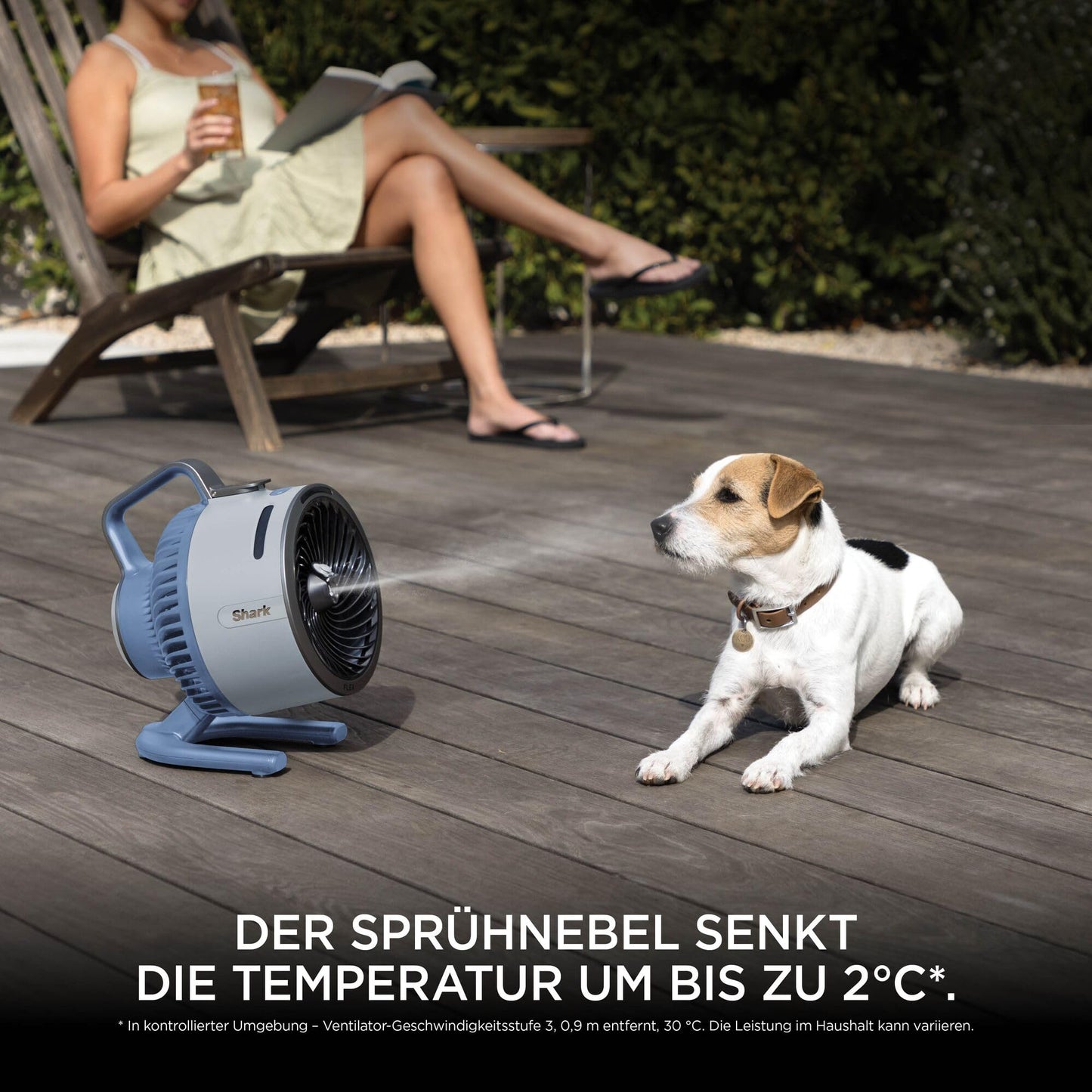 Shark FlexBreeze HydroGo Powerful Fan with Mist, Cooling for Indoor & Outdoor, Quiet & Durable, Wired & Wireless, Compact & Lightweight, 5 Speeds, Glacier FA050EUBL