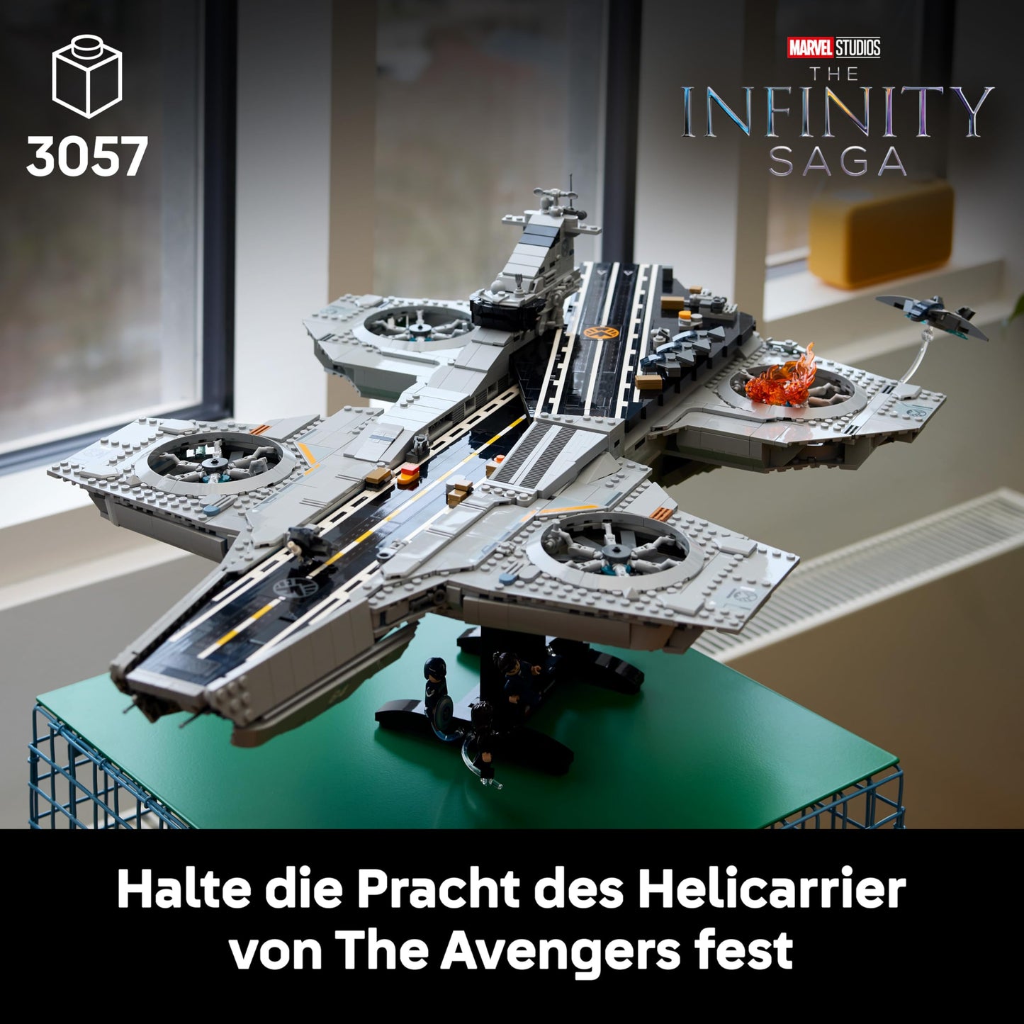 LEGO ǀ Marvel S.H.I.E.L.D. Helicarrier - aircraft carrier model building for adults - 6 minifigures incl. Captain America & Nick Fury - DIY shelf decoration - Avengers gift for fans - 76354