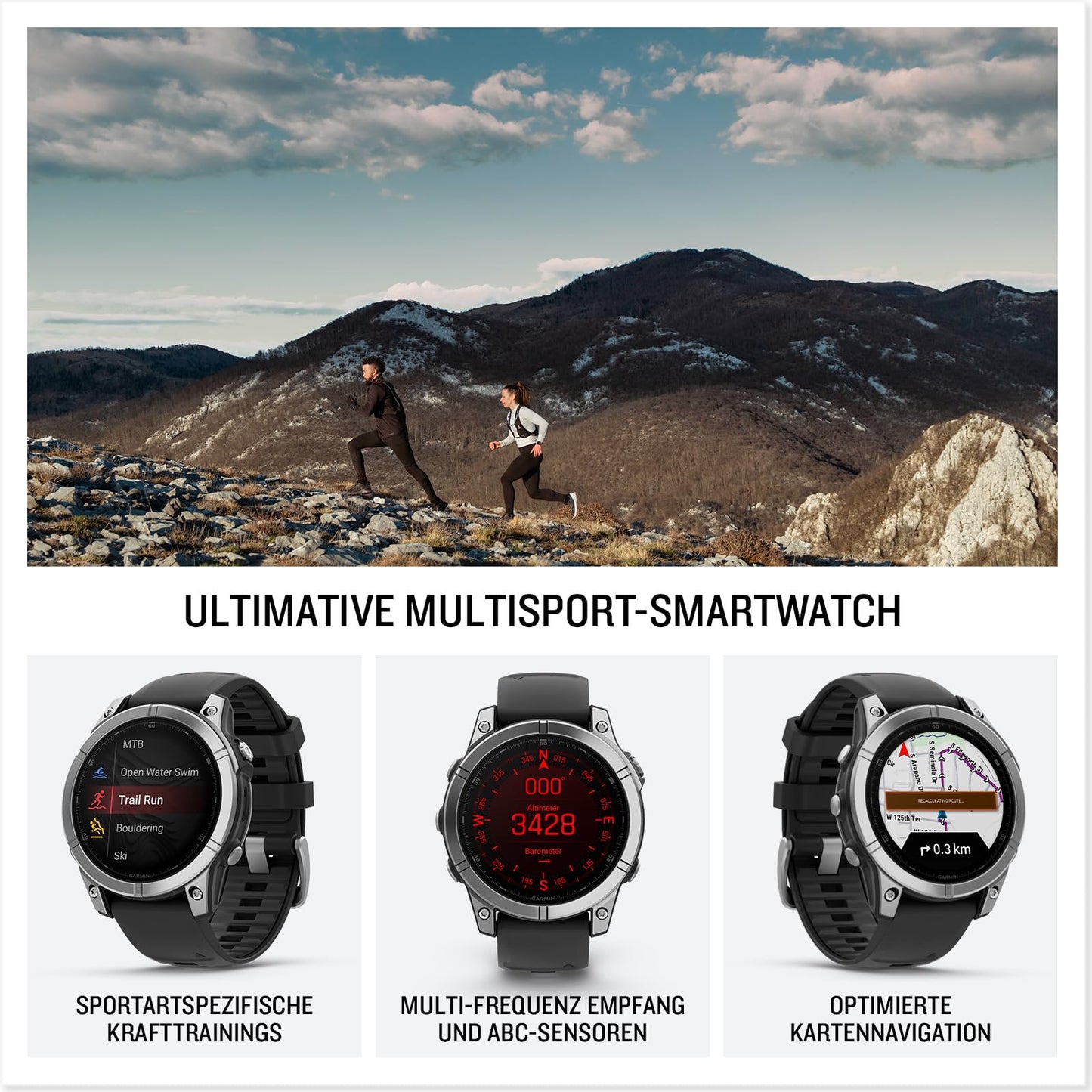 Garmin fēnix E 47mm – GPS multisport smartwatch with 1.3" AMOLED touch/button display, TOPO maps, over 80 pre-installed sports apps, Music Pay - 010-03025-00
