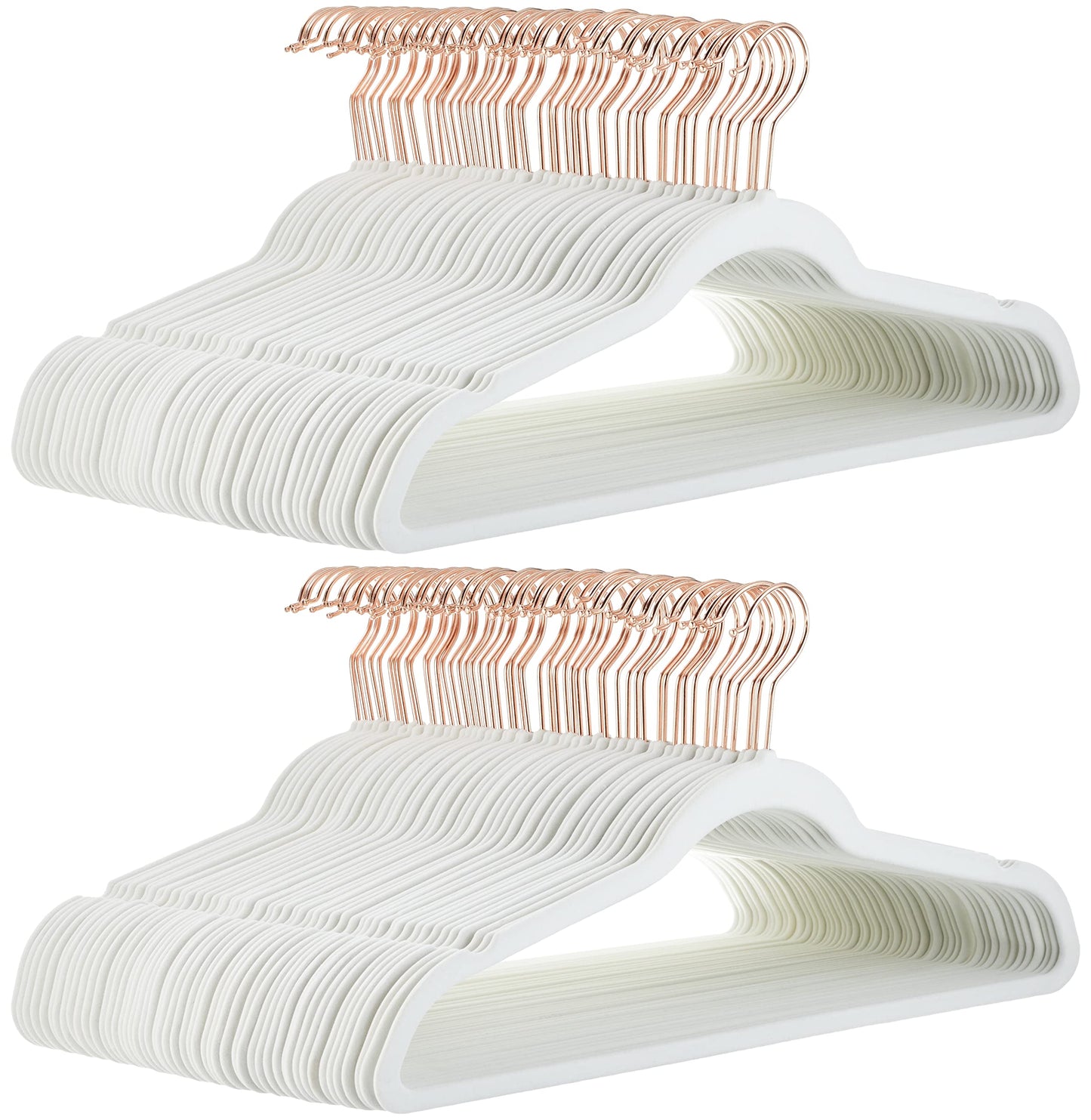Amazon Basics Matching Hangers to Hold and Organize Suits, Pants, Blazers and Folded Pants, Ivory White/Gold, 100 Pack - AH_vnv1013