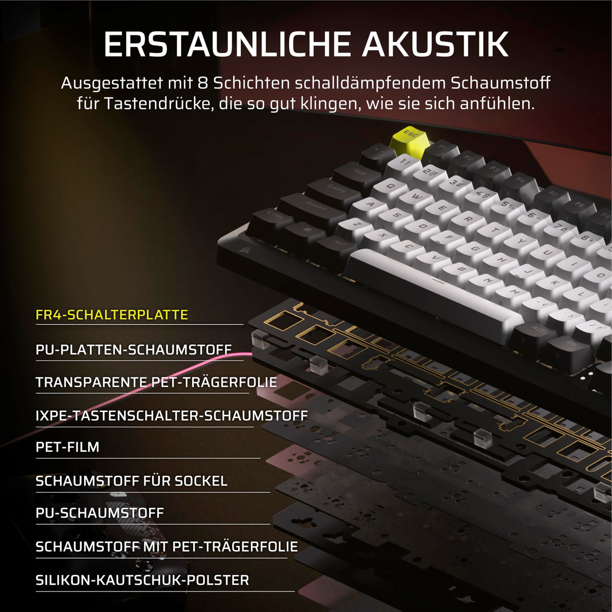 Corsair MAKR PRO 75 Hall Effect DIY-Kabelgebundenă Gaming-Tastatur - CH-91CE21G-DE
