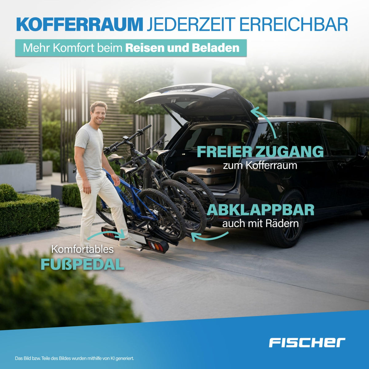 FISCHER cuplaj suport de biciclete ProlineEvo 3 I suport de biciclete cârlig de remorcă I suport de biciclete auto I suport de biciclete e-bike - 10443