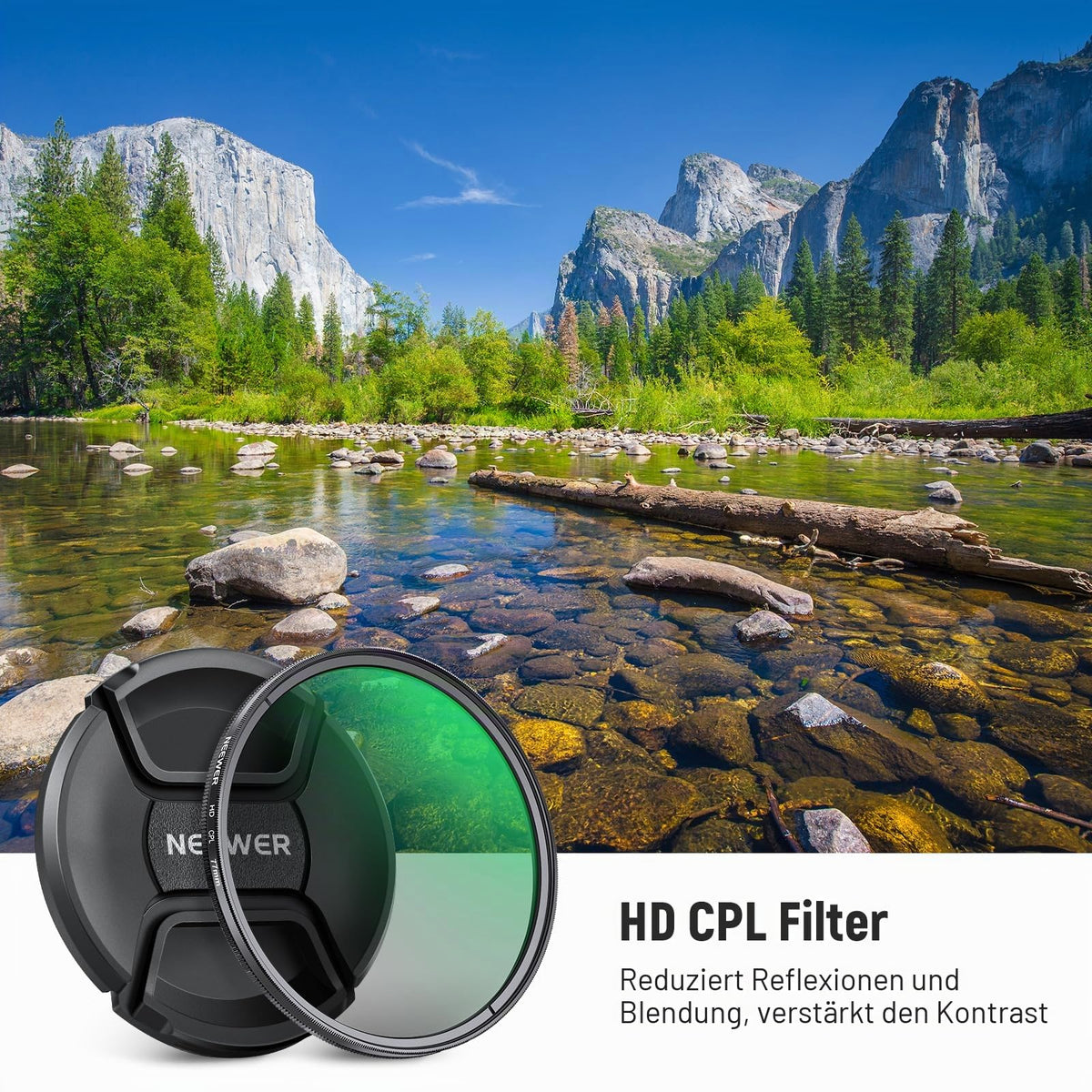 NEEWER Filtru CPL de 77mm cu capac pentru obiectiv, filtru polarizator circular cu multiple straturi, nanocoat, din sticlă optică HD pentru obiectivele de cameră, filtru polarizator care reduce reflexiile și strălucirea. - 10104880