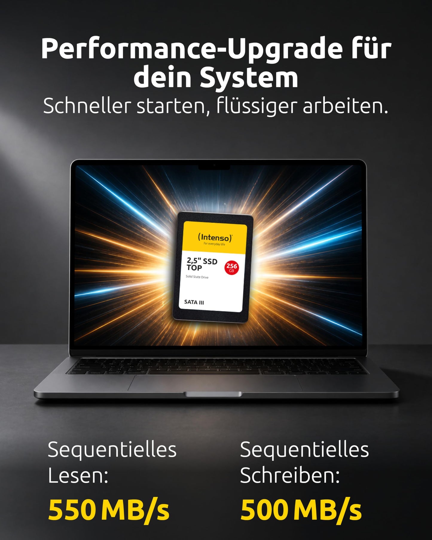 Intenso Internal 2.5" SSD SATA III Top, 256 GB, 550 MB/seconds, Black - 3812440