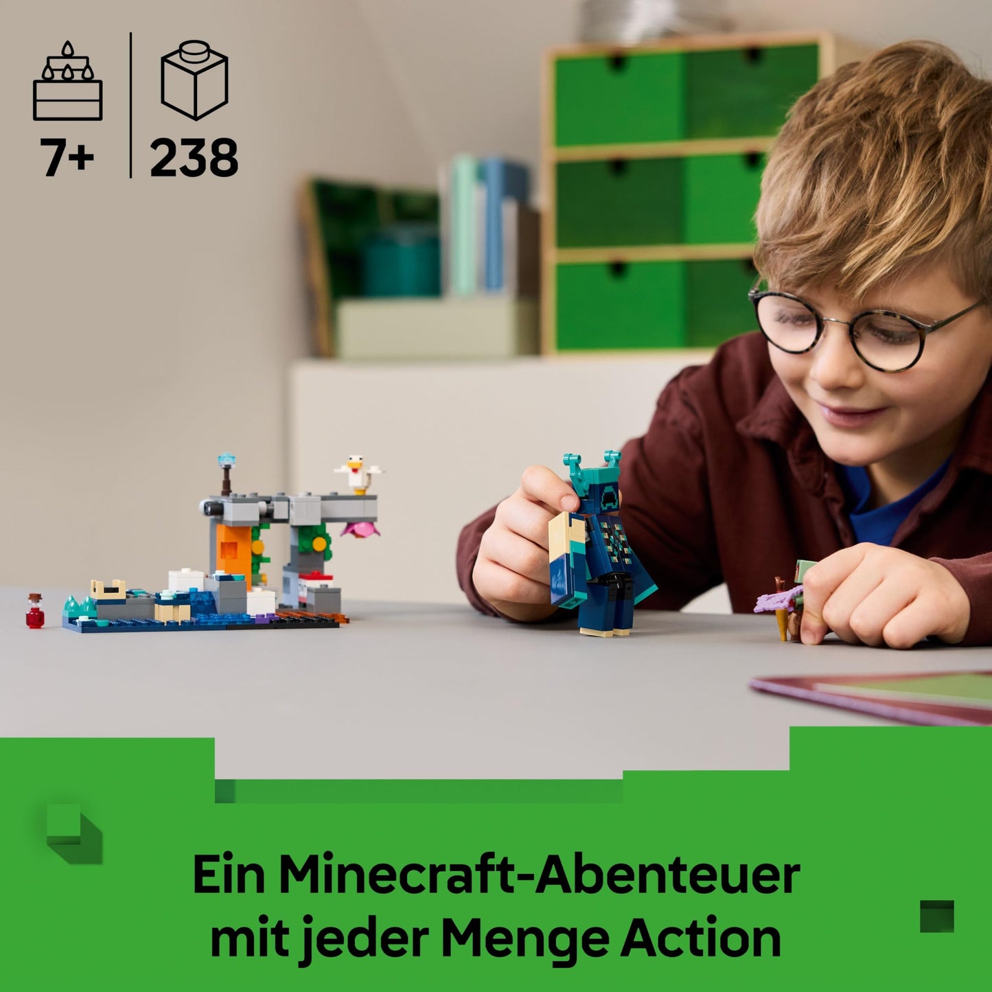 LEGO Minecraft Encounter with the Guardian - Toy with mute ranger minifigure and movable mob figure - With TNT function for rock fall - Gift for boys aged 7 and up and gaming fans - 21274