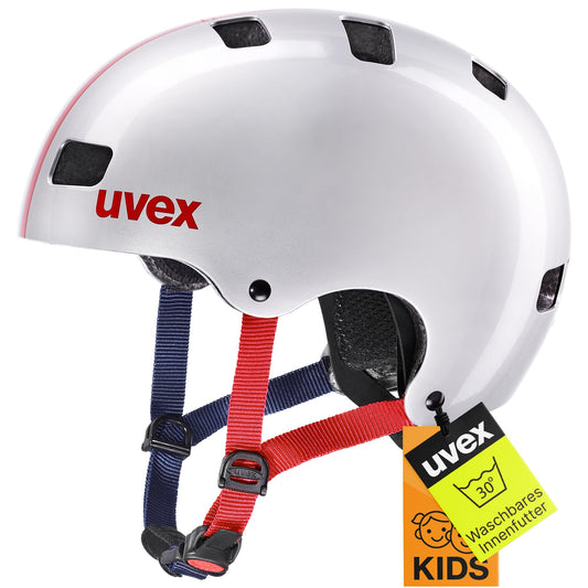 uvex Kid 3 - robust bicycle helmet for children - individual size adjustment - optimized ventilation - Race Silver - 51-55 cm - S4148193015