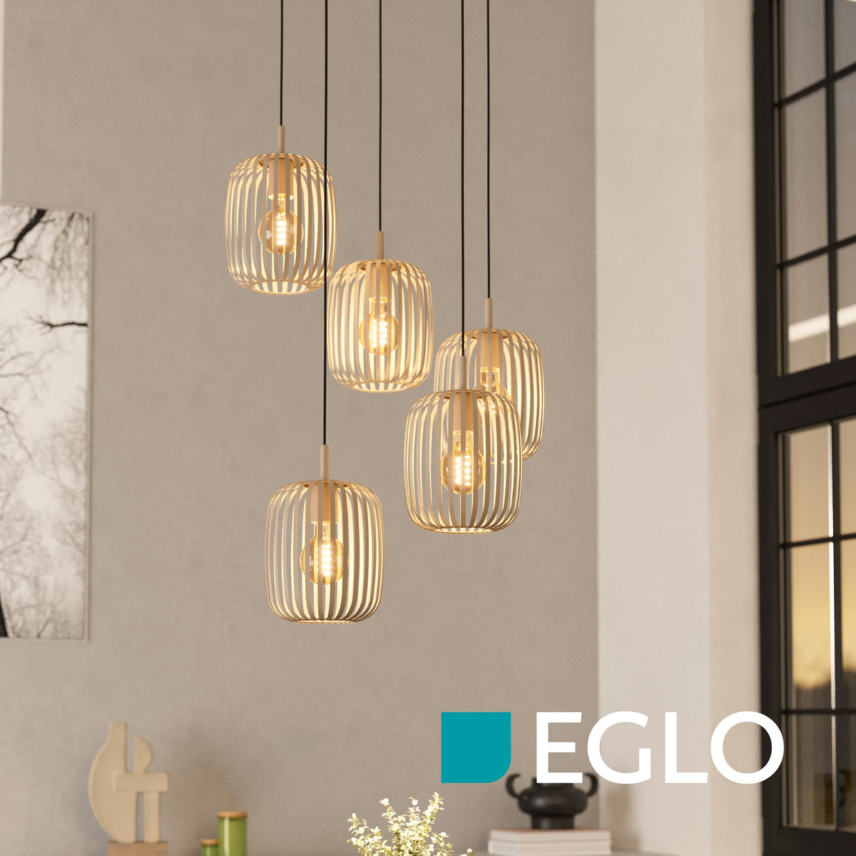 EGLO Romazzina Pendant Lamp, Cluster 5-Light Pendant - 901125
