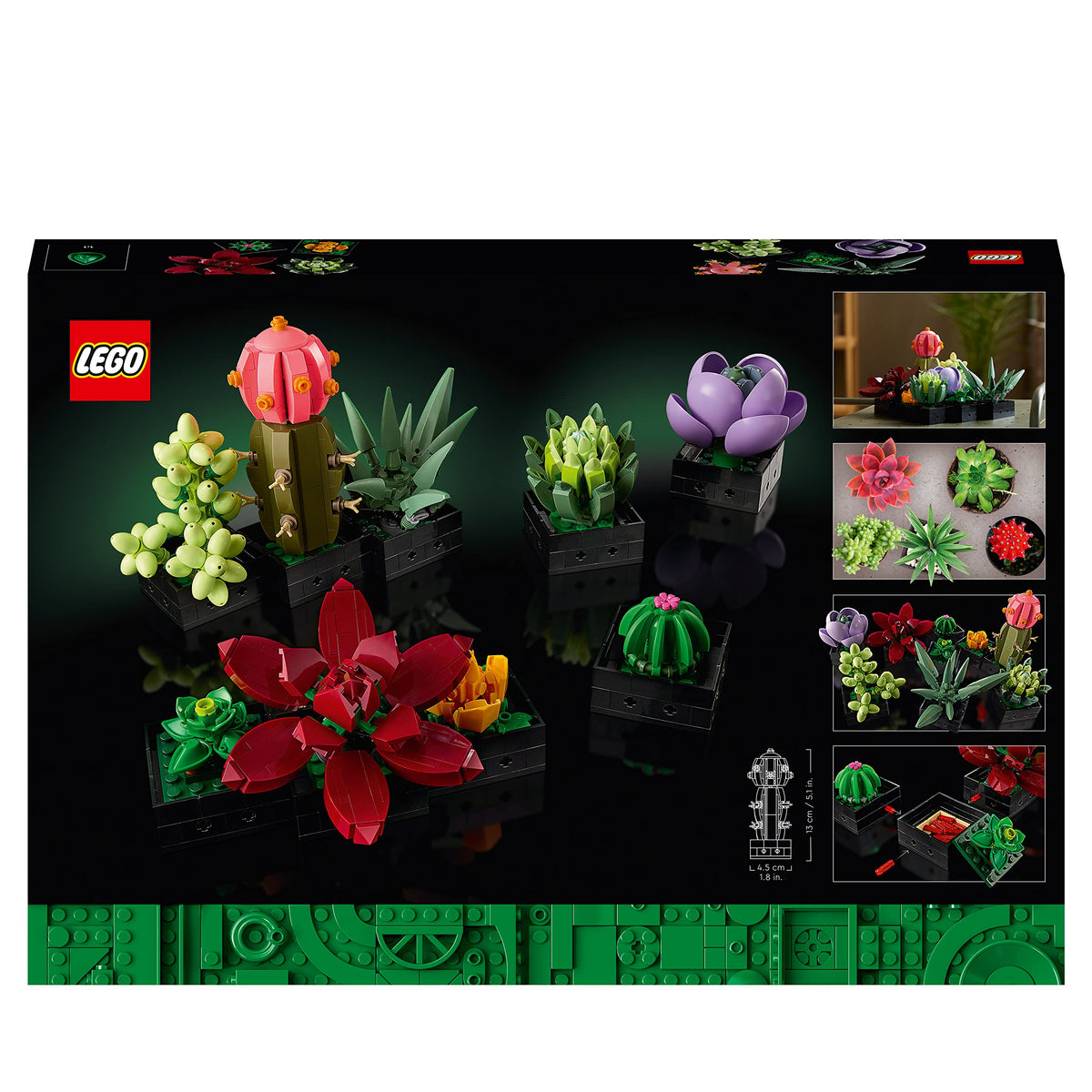 LEGO Botanicals Succulents - Artificial Flower Set for Adults - Flower Bouquet Building Set - Creative Hobby and Home Decor - Gift Idea for Women & Men - Botanic Collection (9 Plants) 10309