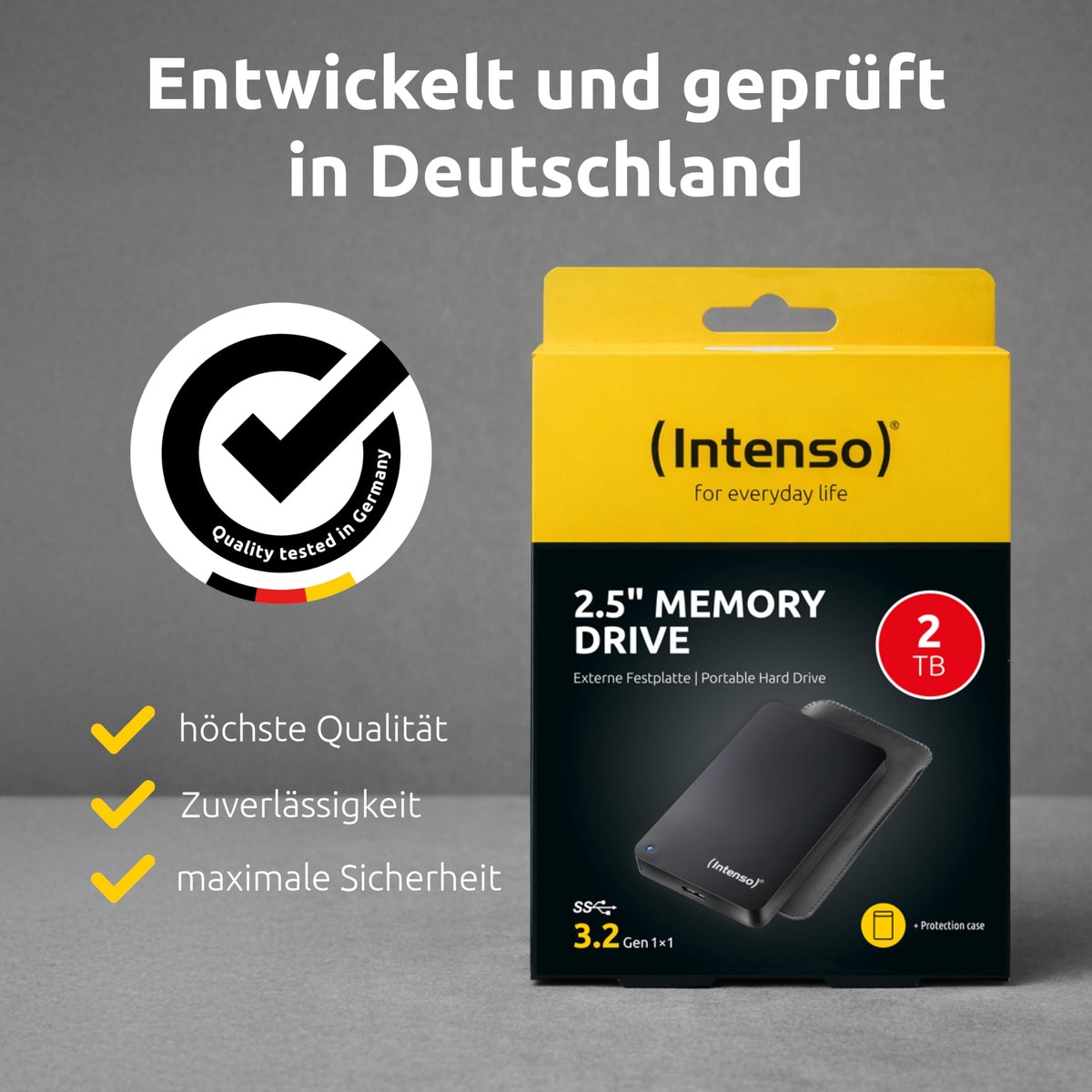 Intenso 1TB external hard drive (6.4 cm (2.5 inches), 5400rpm, 8MB cache, USB 3.0) black - 6023560