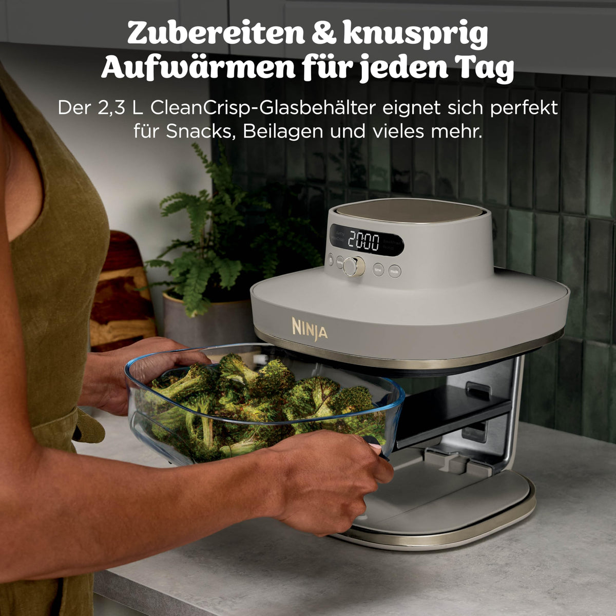 Ninja CRISPi PRO XL Glass Air Fryer, Stone Gold, AS090EUSD