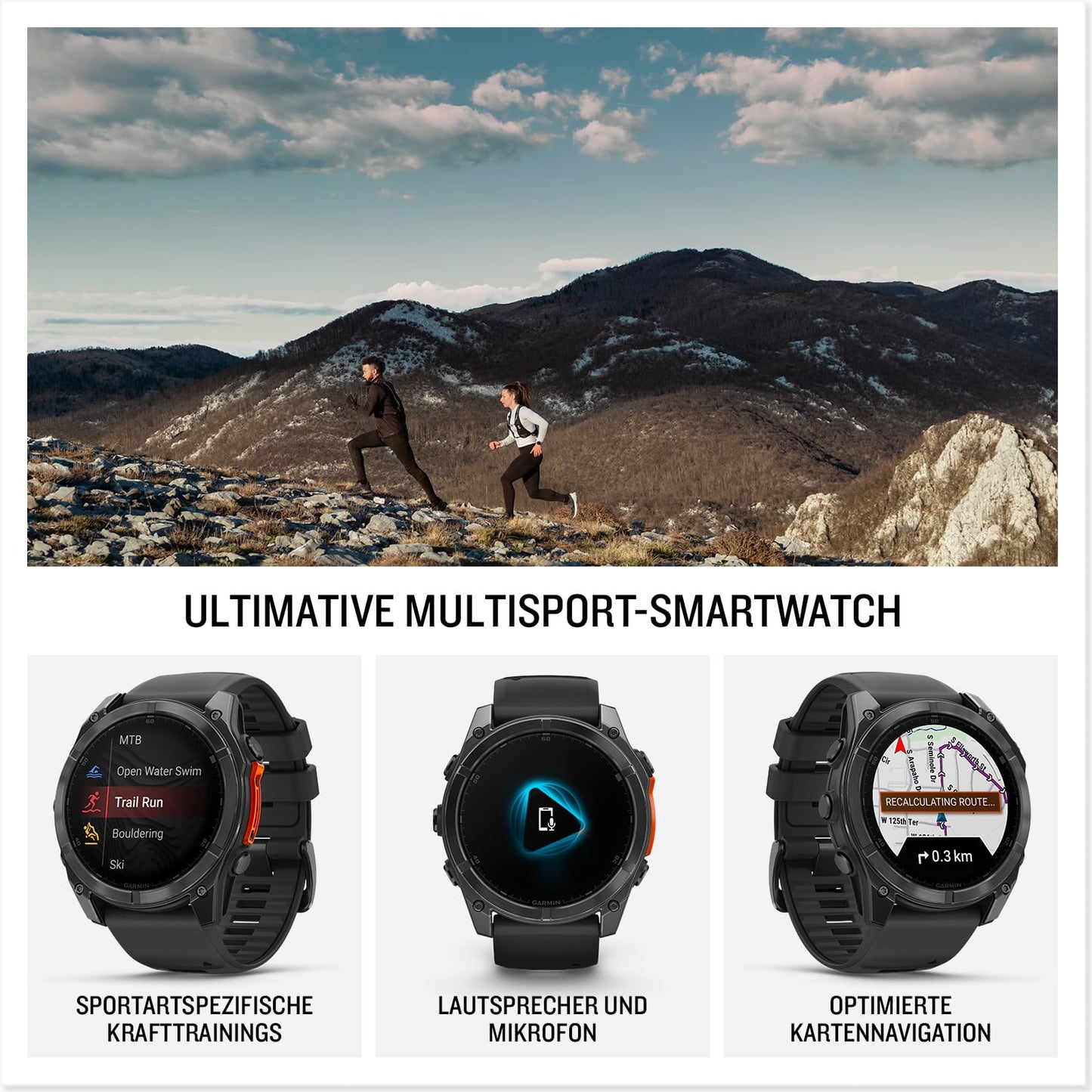 Garmin fēnix 8 51mm – multisport smartwatch, 1.4" AMOLED touch/button display, up to 29 days battery life, 80+ sports/outdoor apps, TOPO maps, ECG, telephony, music, flashlight - 010-02905-00