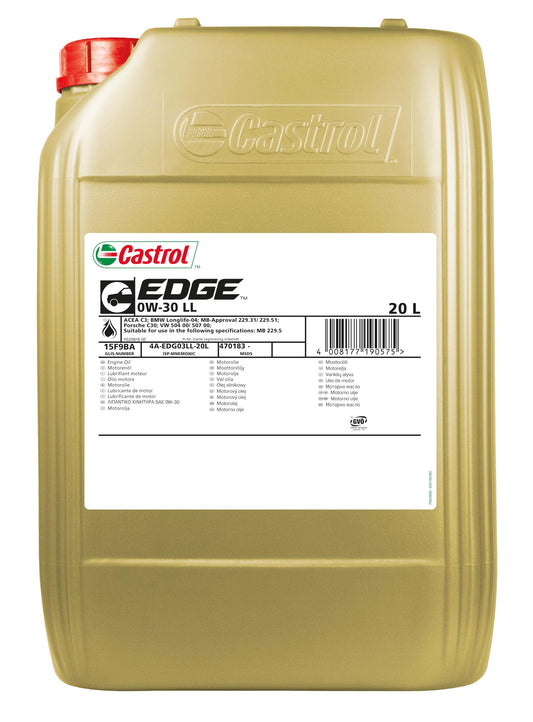 Castrol EDGE 0W-30 LL Longlife engine oil, 20L - 15F9BA
