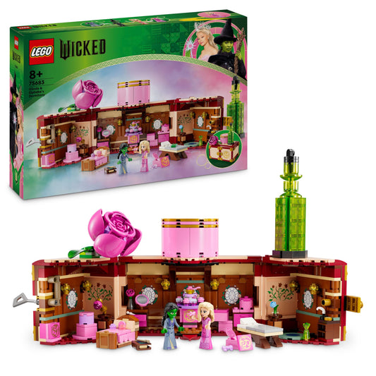 LEGO Wicked - Glindas & Elphaba's Dormitory - Toy with 2 minifigures and accessories including magic wands and a chest - Birthday gift for girls and boys aged 8 and up and film fans - 75683