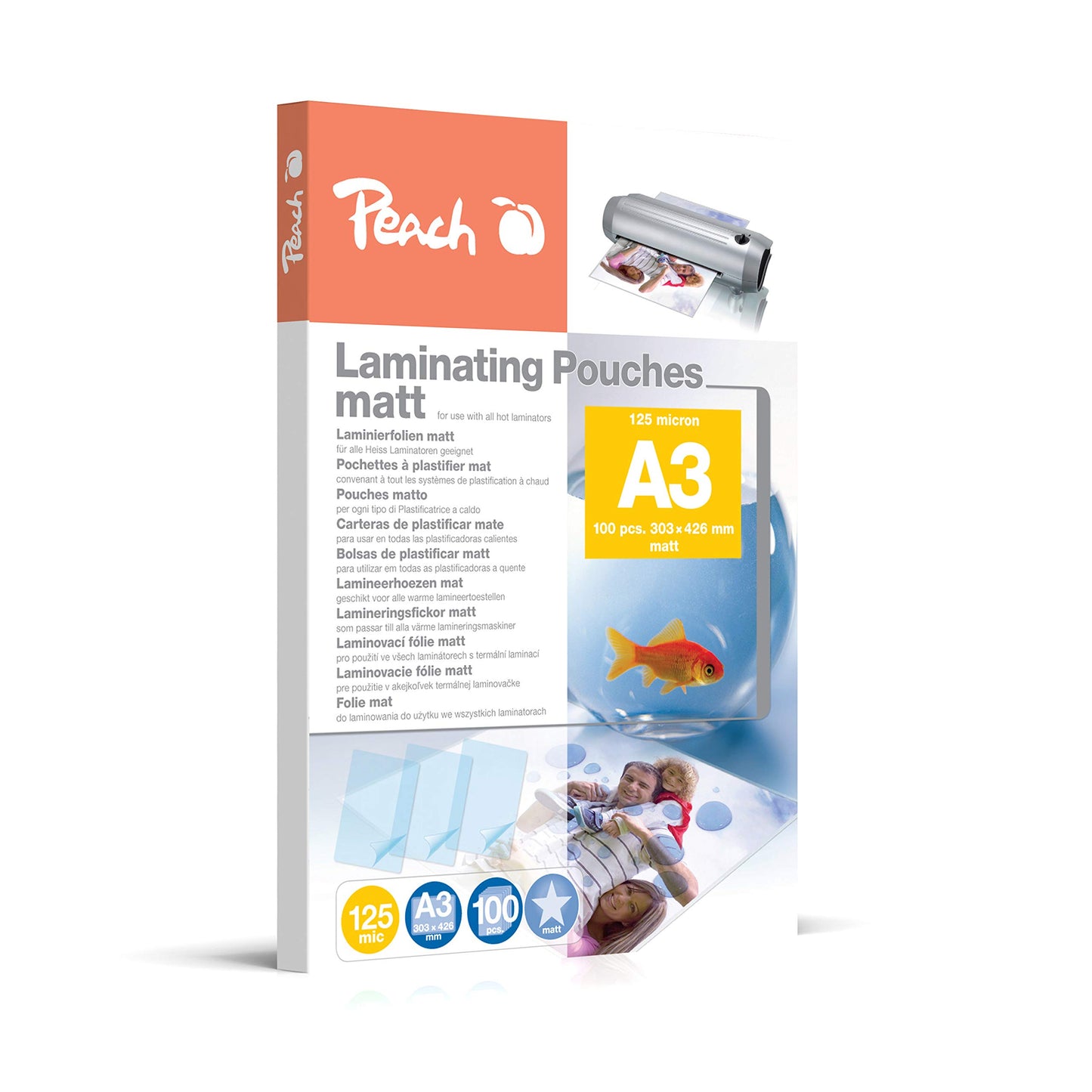 Peach laminating foils A3 matt 100 pieces 2 x 125 mic (250 µm) - writable - S-PP525-15