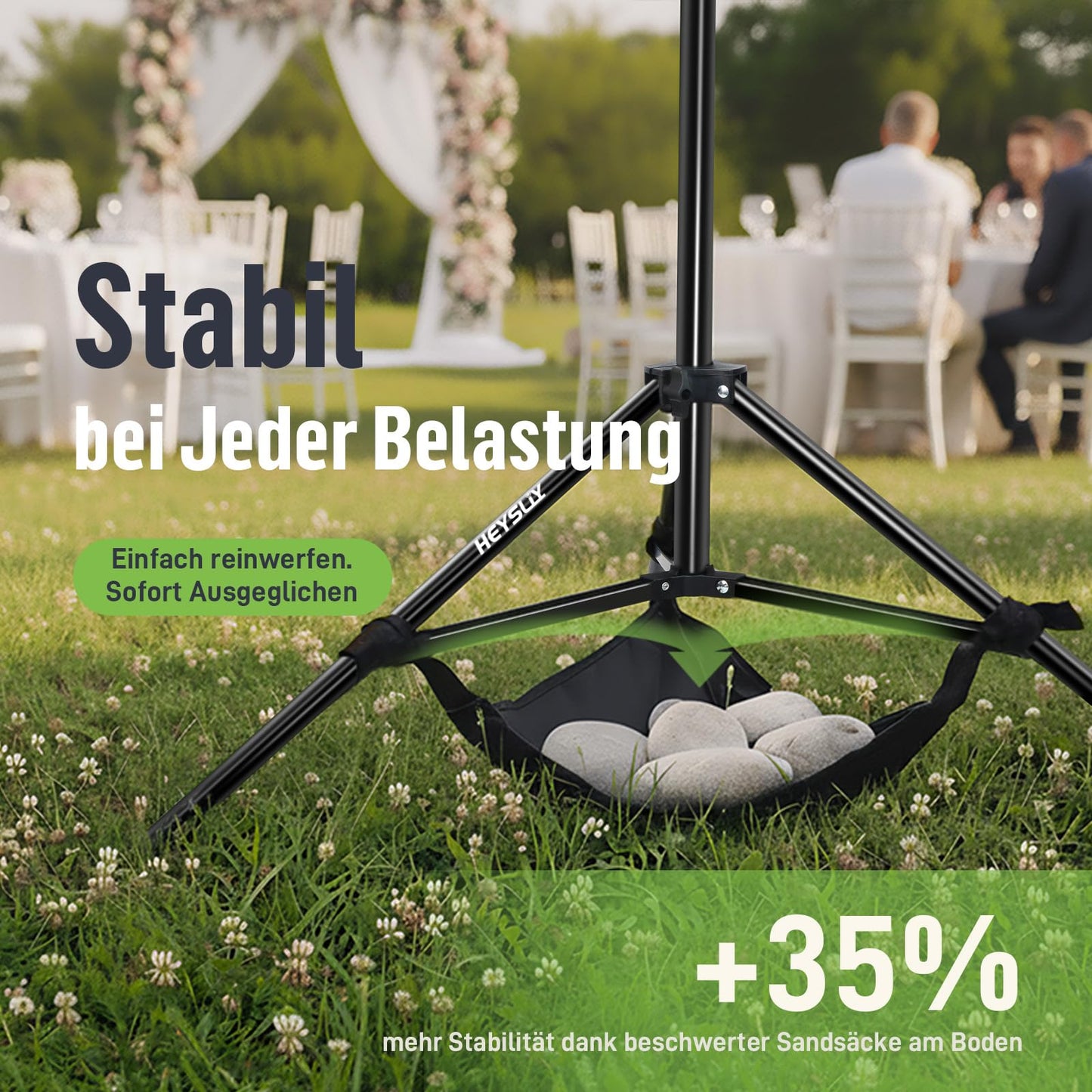 Heysliy Photo Background Stand Set 3x2m - Adjustable Background System for Photography, Photo Background, Backdrop Stand, Wedding & Party Decoration with Carry Bag - Limink-US-3M-Stand