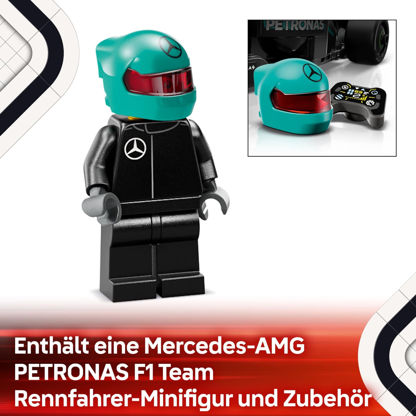 LEGO Speed Champions Mercedes-AMG F1 W15 racing car - toy with Formula 1 minifigure - model car for collecting and building - gift for boys and girls aged 10 and over or adult fans 77244