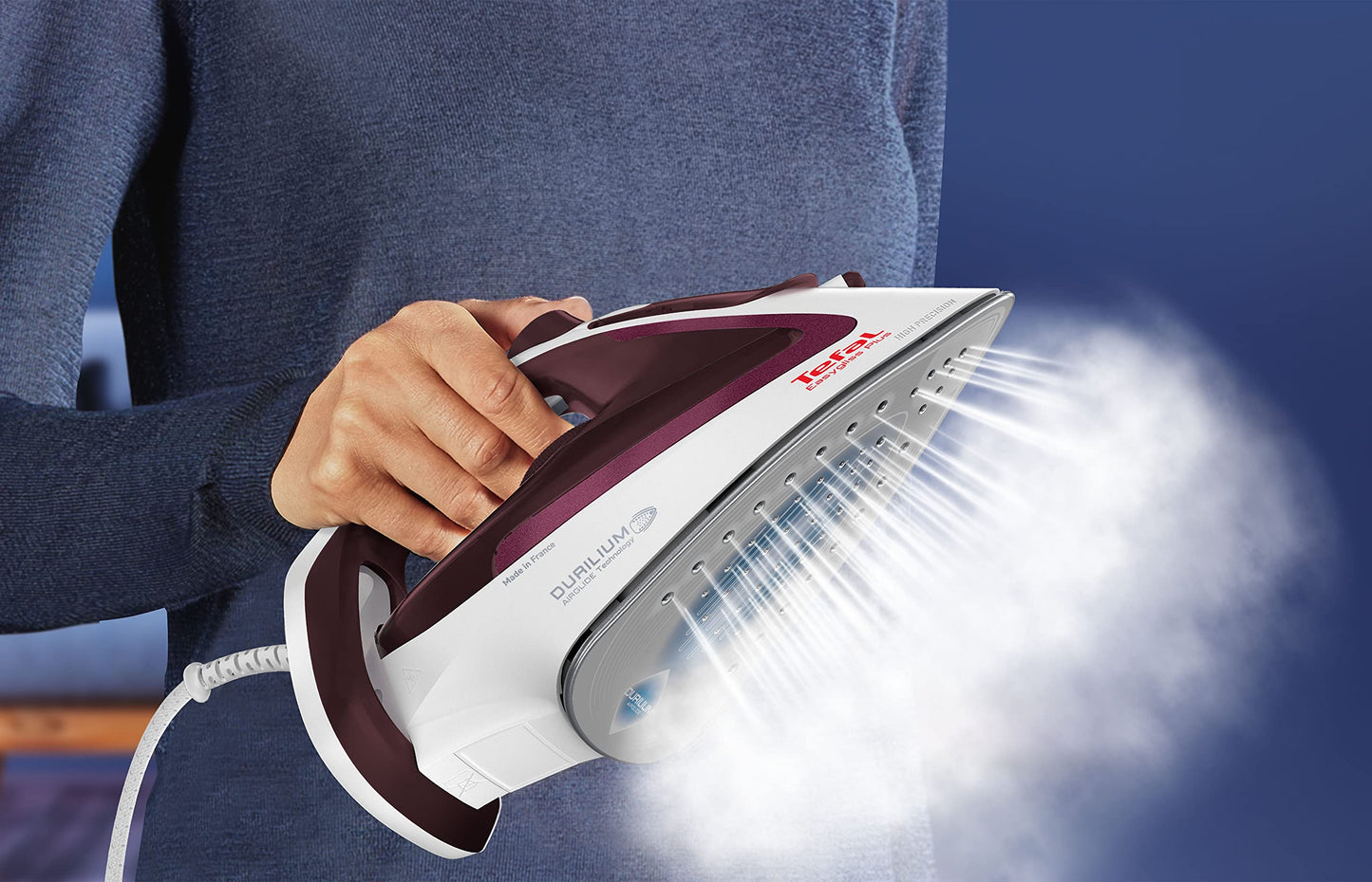 Tefal FV5716 Easygliss Plus steam iron | 190 g/min. burst of steam | Vertical steam | XL water filling opening | stable storage | Durilium AirGlide soleplate | White/Bordeaux