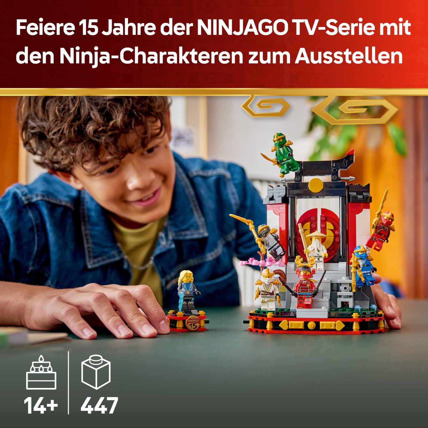 LEGO NINJAGO 15th anniversary: ninja characters to display - monastery toy with 8 collectible minifigures & swords - creative gift for boys aged 14 and over & adult fans - 71866