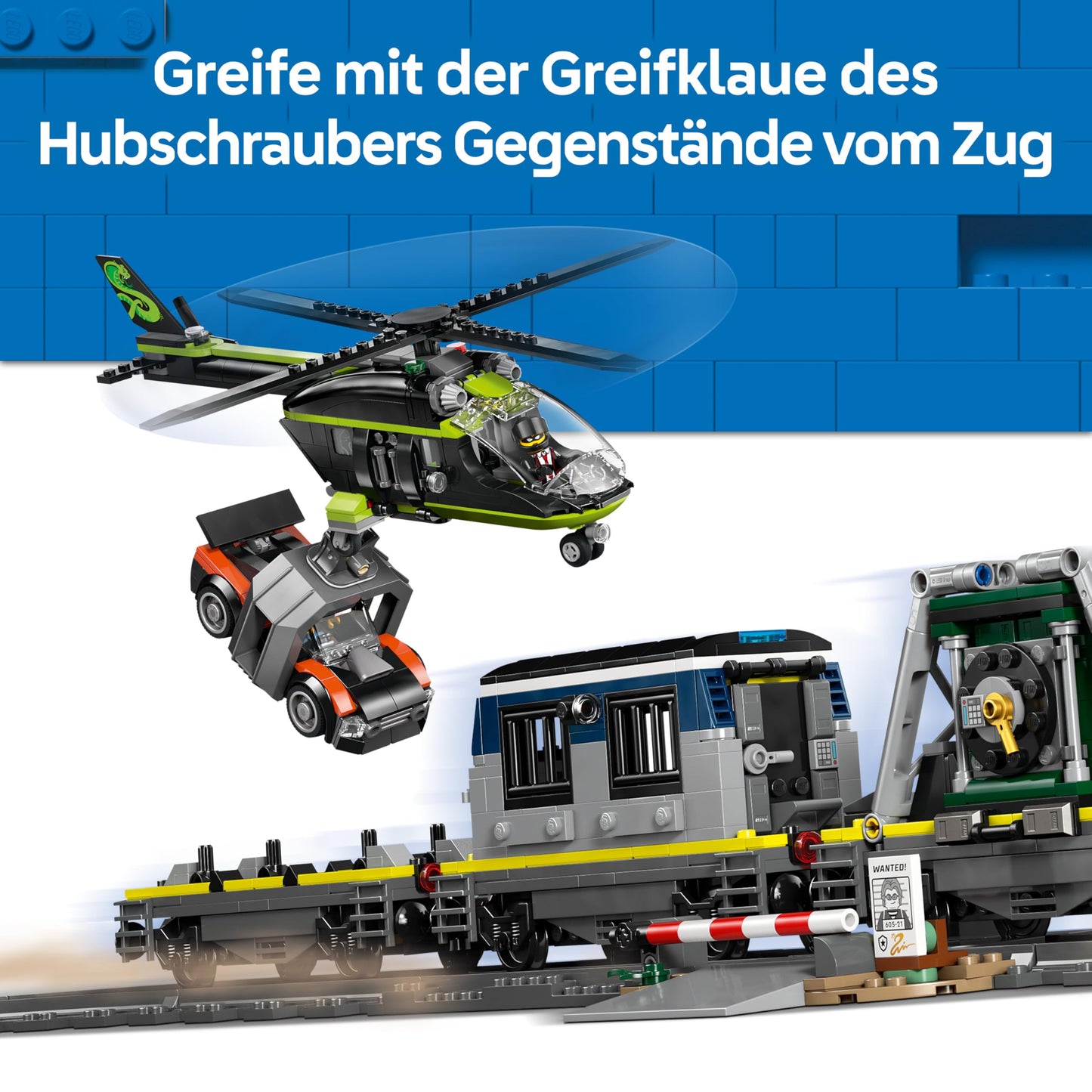 LEGO City Raid on the Police Train - Remote Controlled Toy Train - Model Building with Circular Track, Helicopter, Rally Car and 6 Minifigures - Gift for Boys Ages 7 and Up - 60508