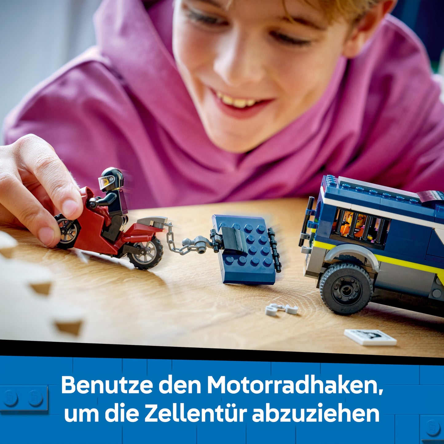 LEGO City Prison Transporter - Toy Truck Building Set with Motorcycle, 3 Minifigures and Removable Prison Door - Birthday Gift for Boys Ages 6 and Up - 60479