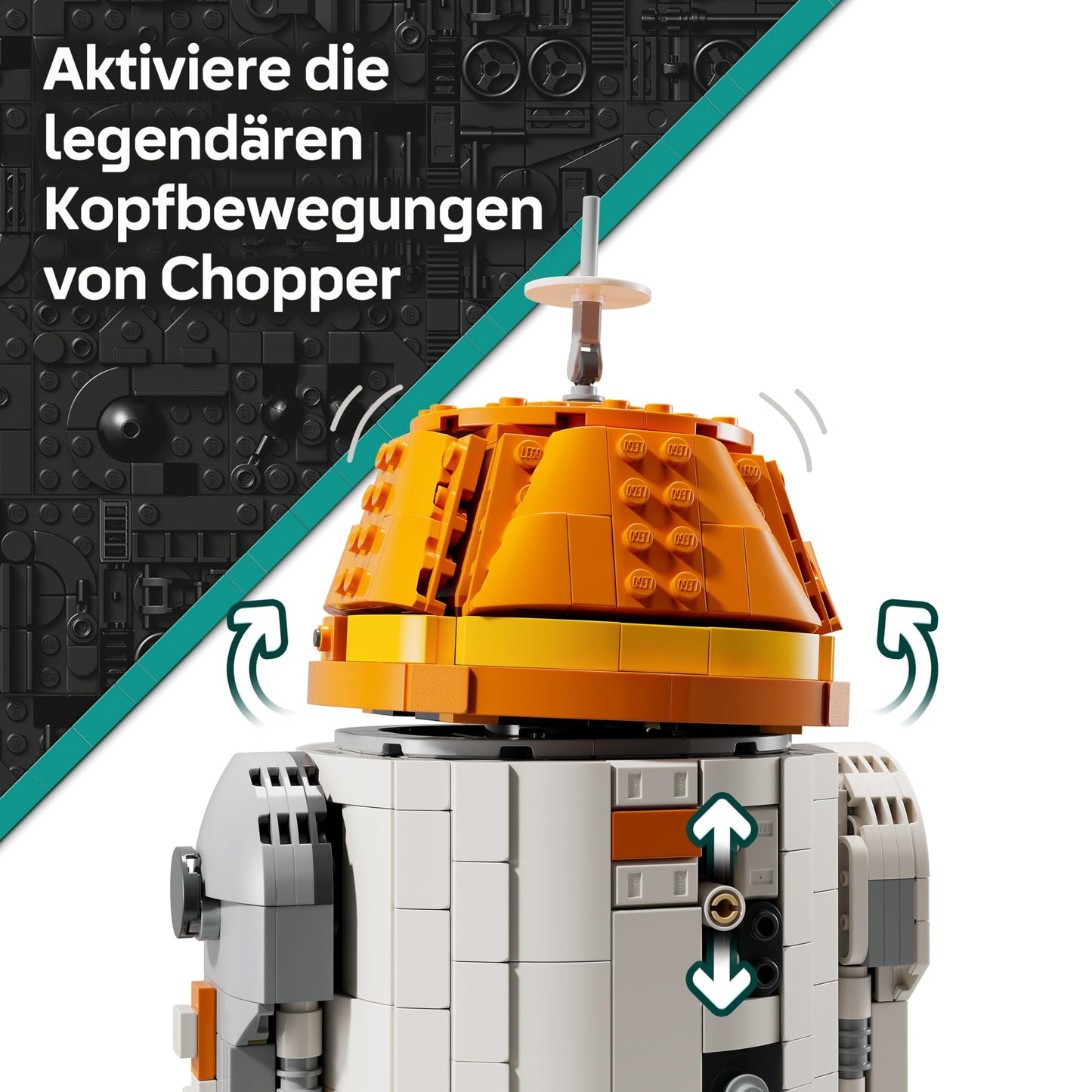 LEGO Star Wars 75416 Ahsoka Astromech Droid Chopper (C1-10P) Figure - Toy with movable head, removable arms and center wheel - Gift for Ahsoka fans, boys and girls aged 10 and up