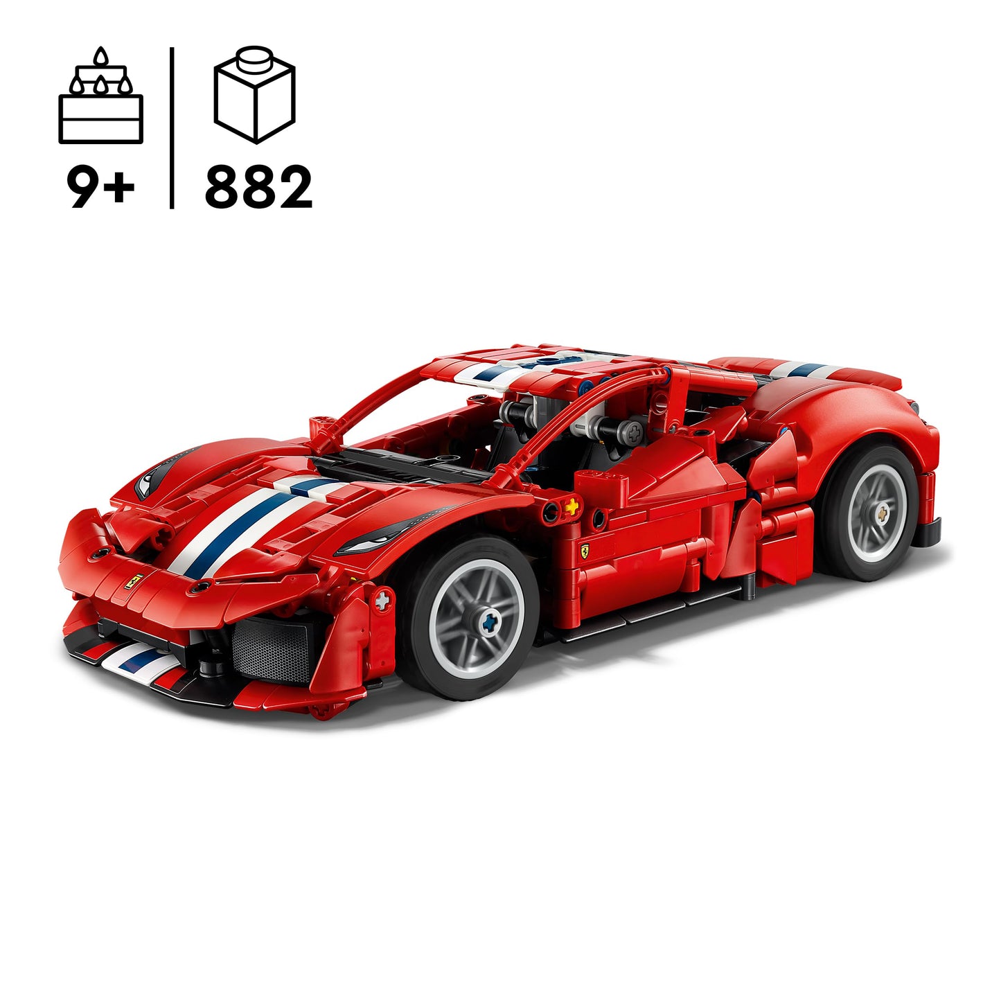 LEGO Technic Ferrari 488 Pista Car - building toy for children aged 9 and up - Ferrari merch - racing car with steering, differential and V8 engine with moving pistons - 42235