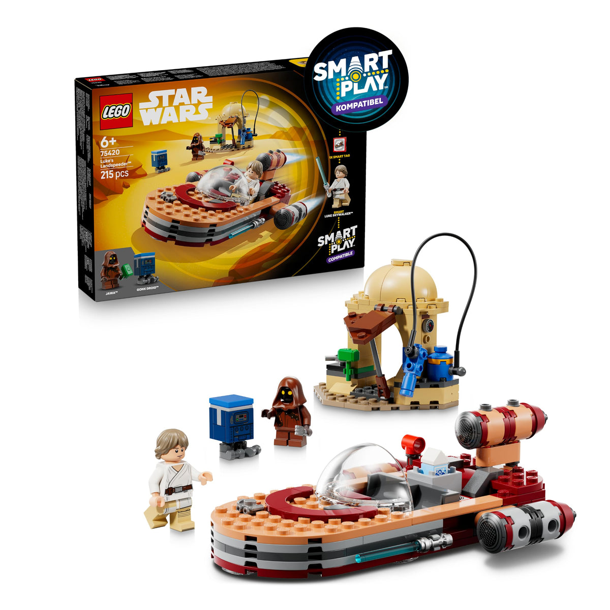 LEGO Star Wars SMART Play Bundle: Setul All-In-One Darth Vader’s TIE Fighter 75421 & Setul Compatibil Luke’s Landspeeder 75420 - Jucării Interactive - Cadouri pentru băieți și fete de 6+ ani