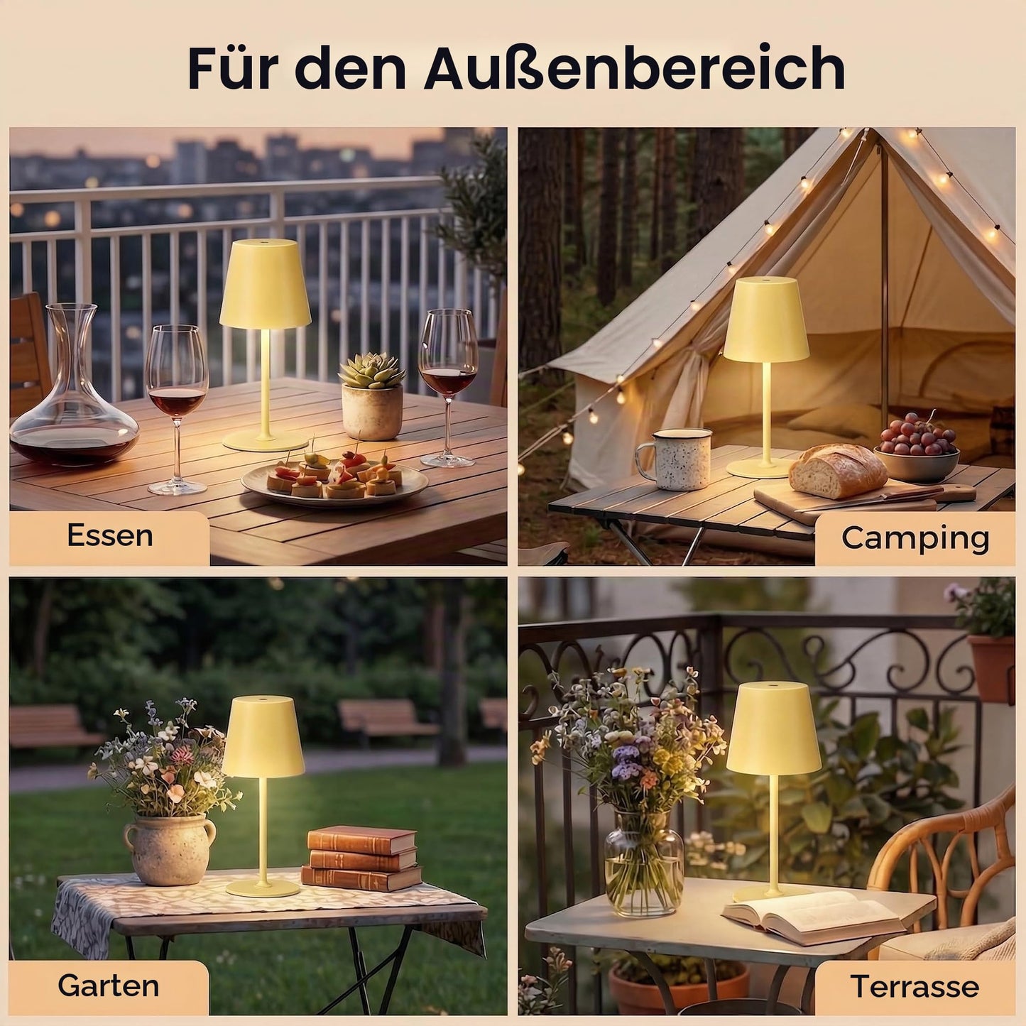 UPXNBOR LED table lamp wireless set of 2, metal table lamp outdoor and indoor - UP-WSA